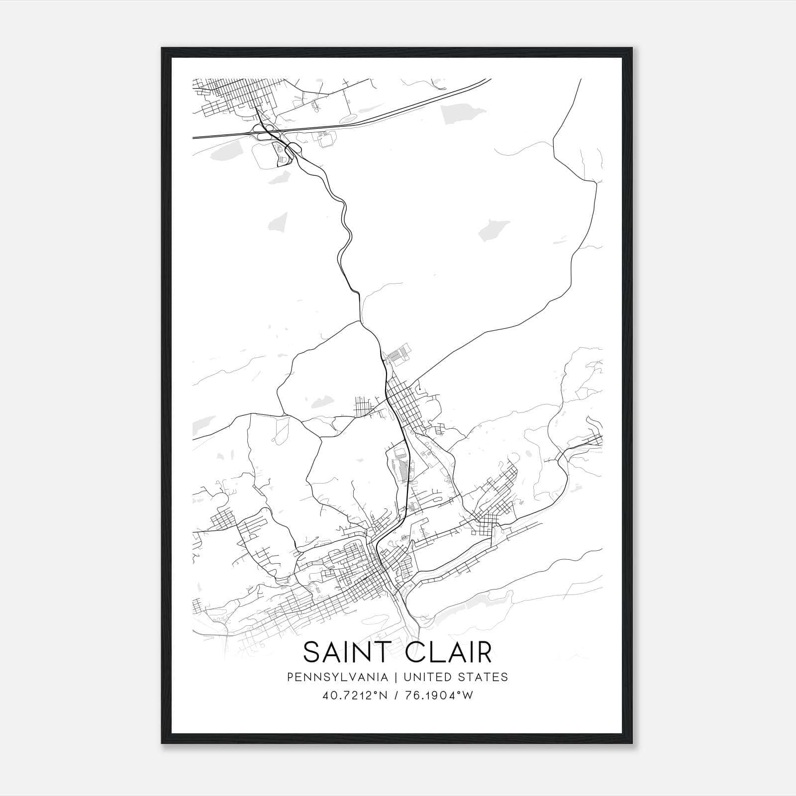 Saint Clair Pennsylvania Map Poster, Modern Home Decor Wall Art Print Saint Clair Pennsylvania Map Poster, Modern Home Decor Wall Art Print