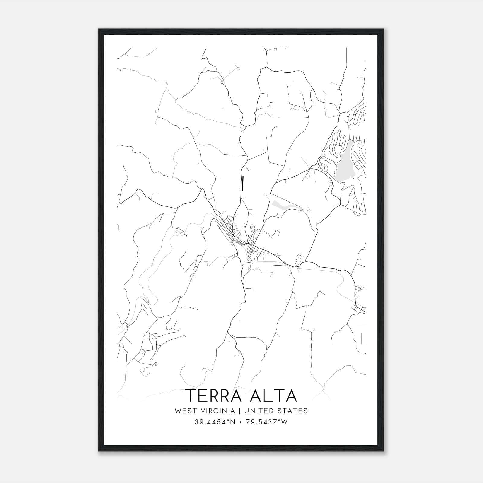 Terra Alta West Virginia Map Poster, Modern Home Decor Wall Art Print Terra Alta West Virginia Map Poster, Modern Home Decor Wall Art Print