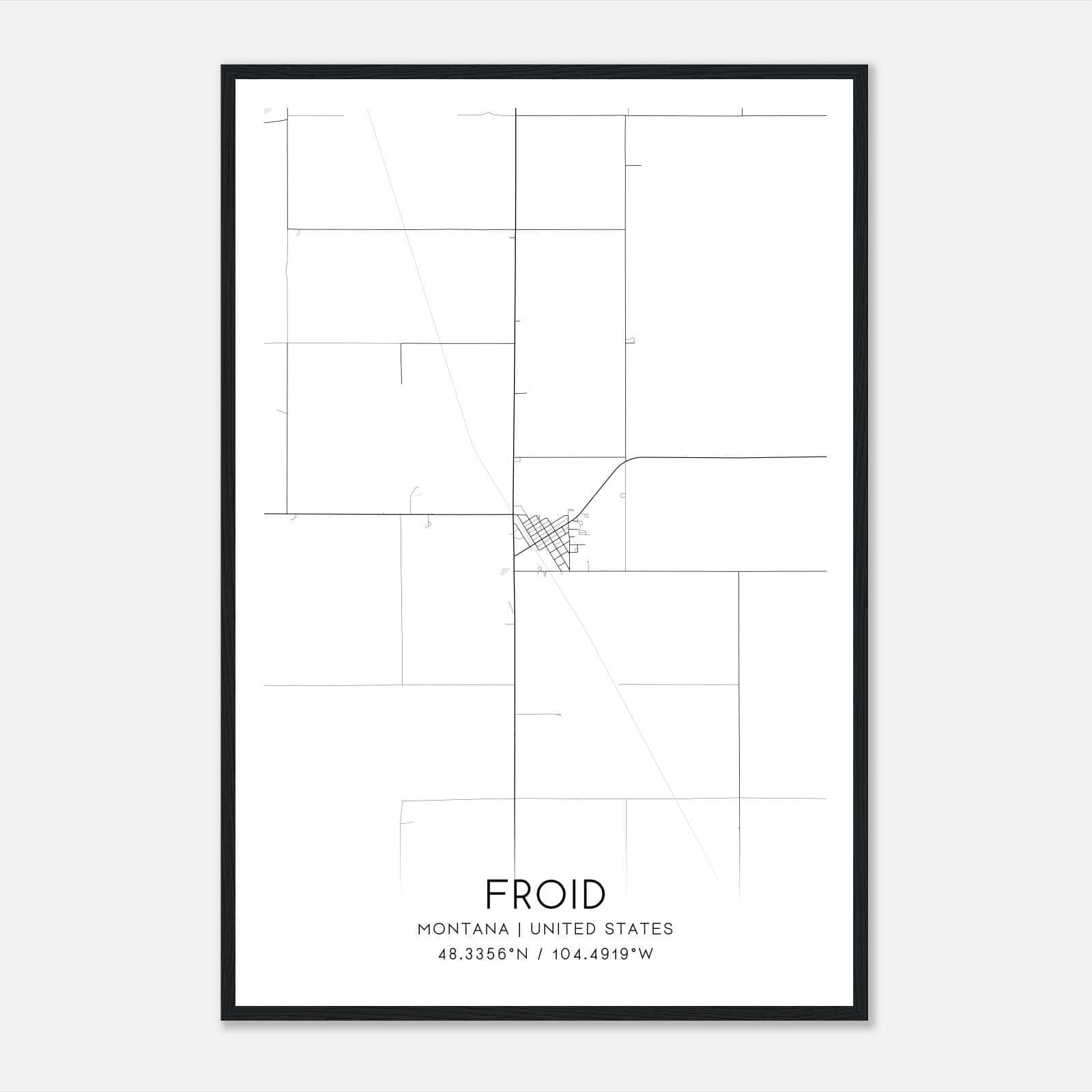Froid Montana Map Poster, Modern Home Decor Wall Art Print Froid Montana Map Poster, Modern Home Decor Wall Art Print