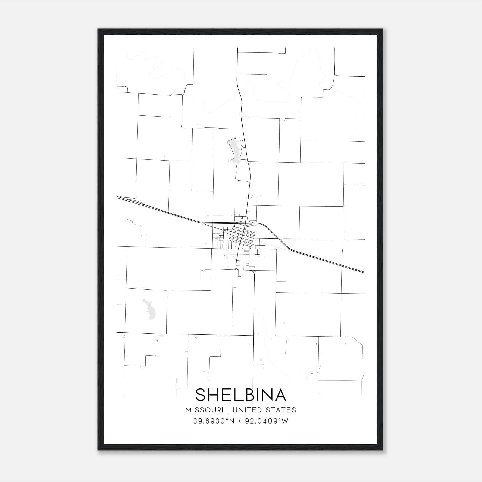 Shelbina Missouri Map Poster, Modern Home Decor Wall Art Print Shelbina Missouri Map Poster, Modern Home Decor Wall Art Print