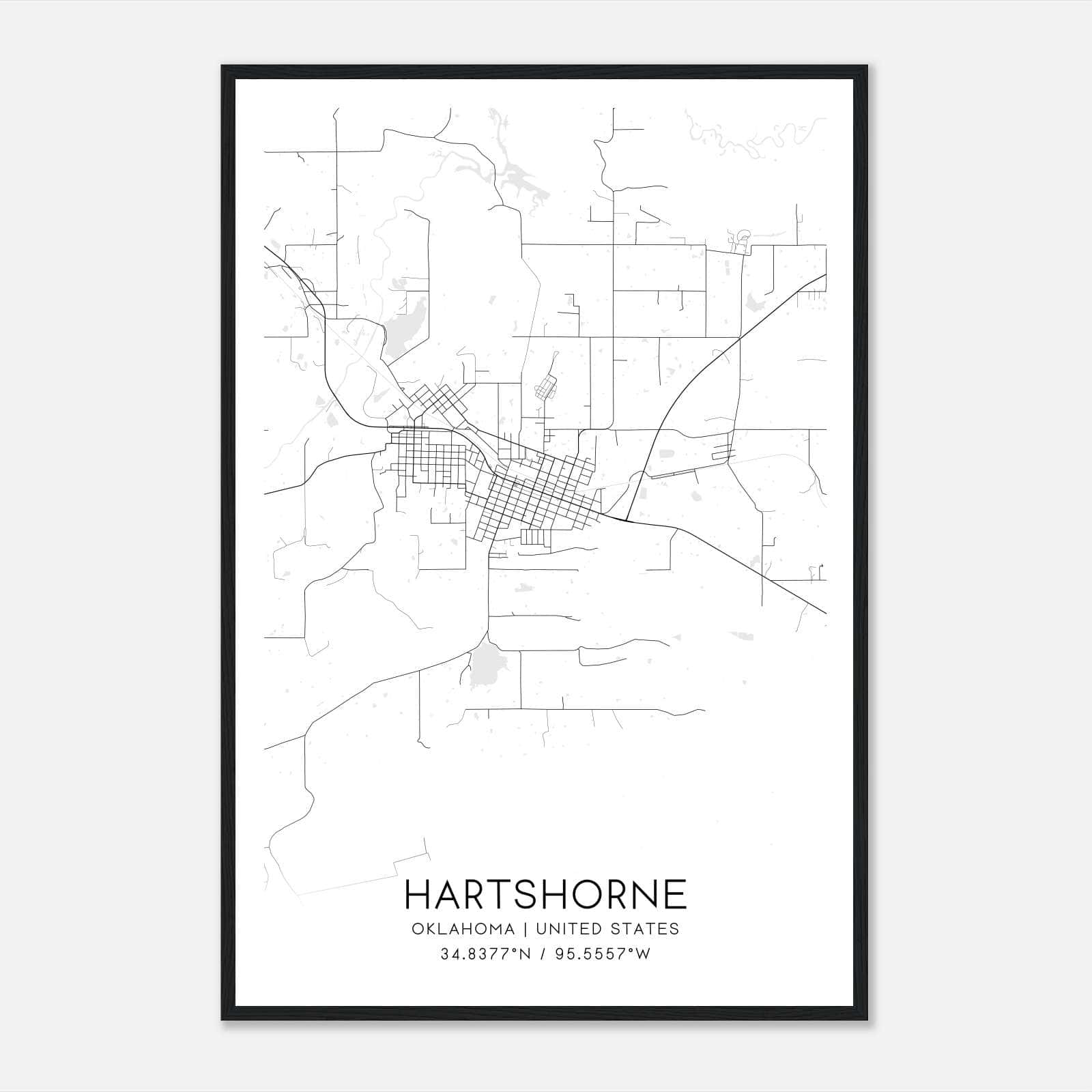 Hartshorne Oklahoma Map Poster, Modern Home Decor Wall Art Print Hartshorne Oklahoma Map Poster, Modern Home Decor Wall Art Print