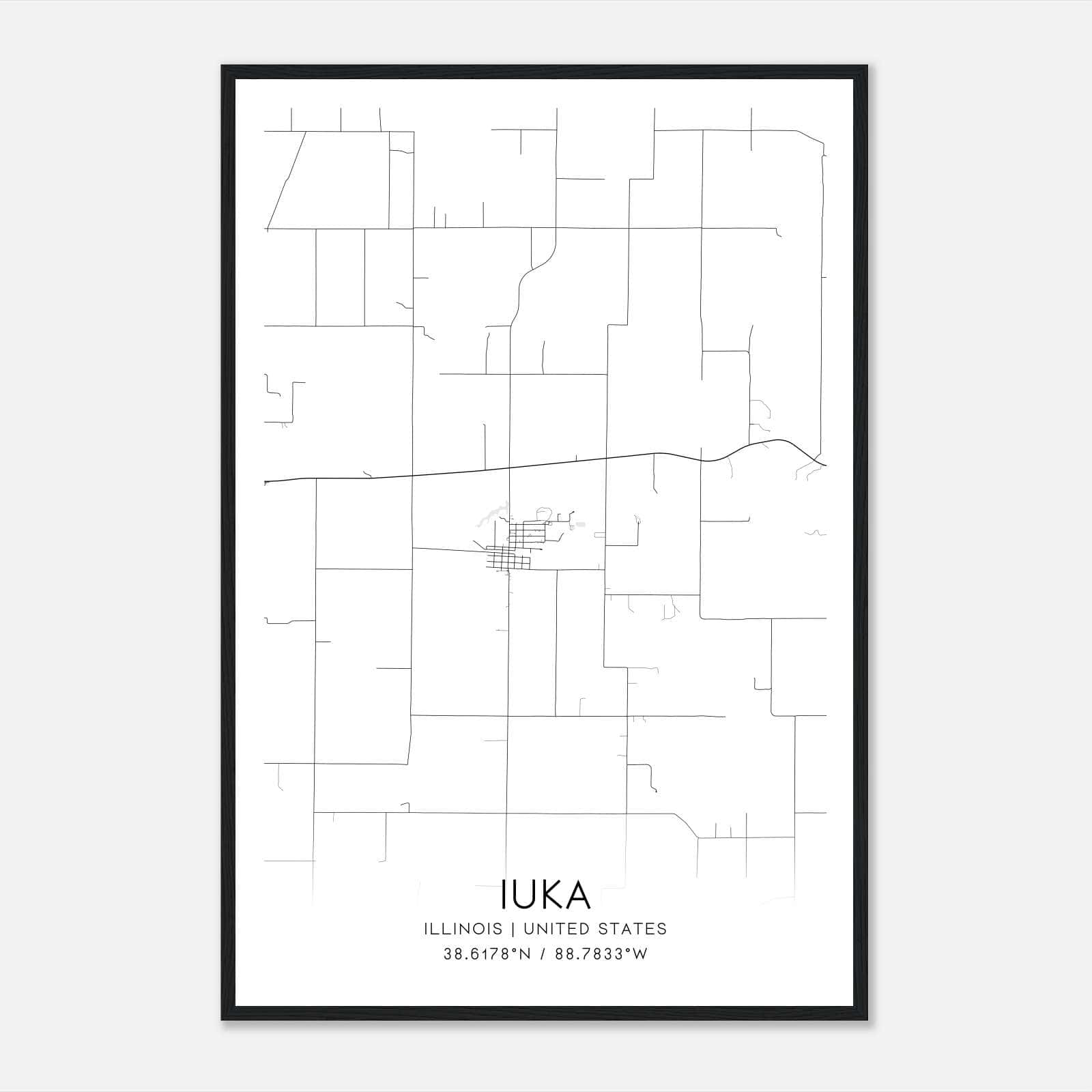 Iuka Illinois Map Poster, Modern Home Decor Wall Art Print Iuka Illinois Map Poster, Modern Home Decor Wall Art Print