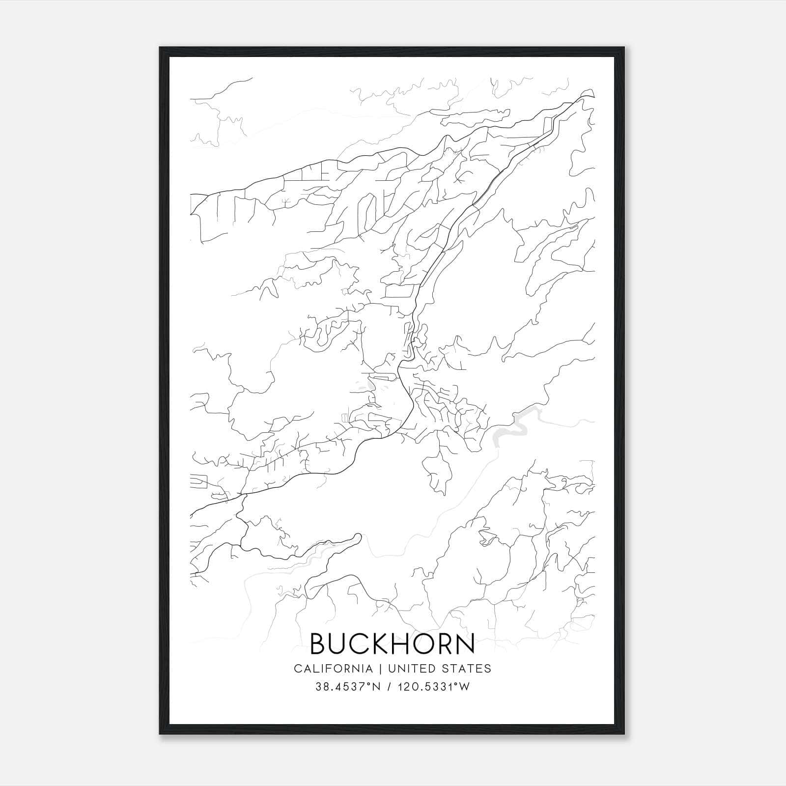Buckhorn California Map Poster, Modern Home Decor Wall Art Print Buckhorn California Map Poster, Modern Home Decor Wall Art Print