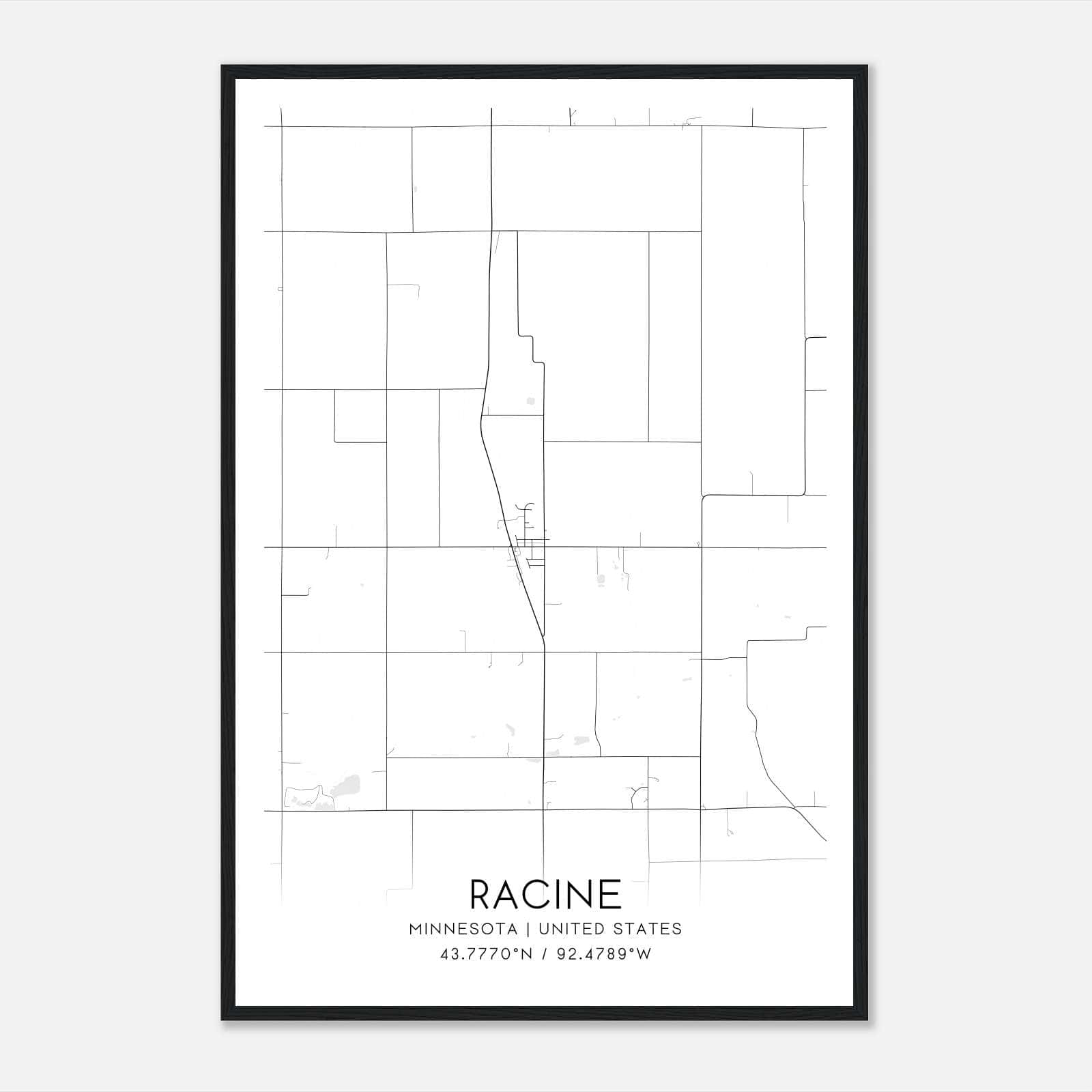 Racine Minnesota Map Poster, Modern Home Decor Wall Art Print Racine Minnesota Map Poster, Modern Home Decor Wall Art Print