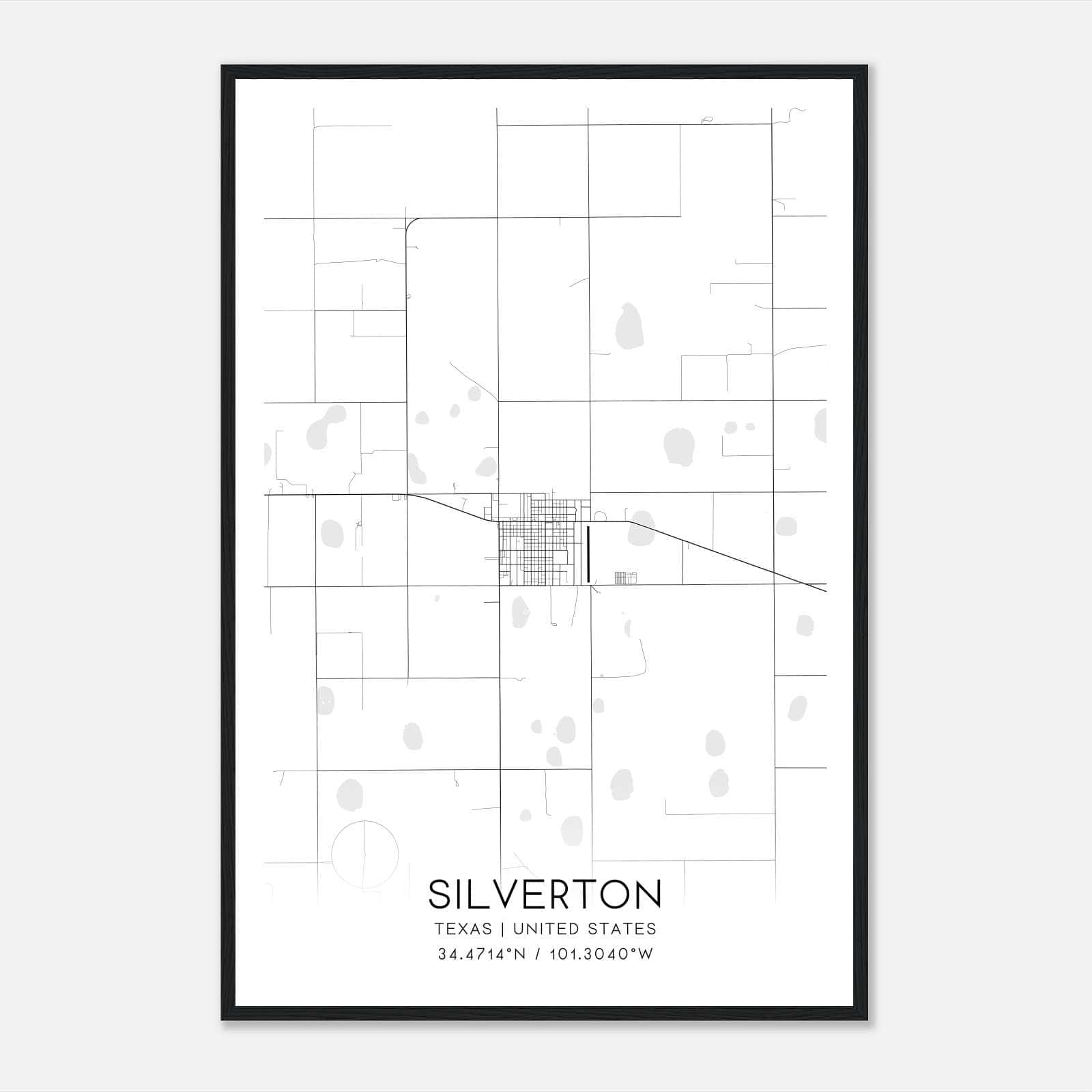 Silverton Texas Map Poster, Modern Home Decor Wall Art Print Silverton Texas Map Poster, Modern Home Decor Wall Art Print