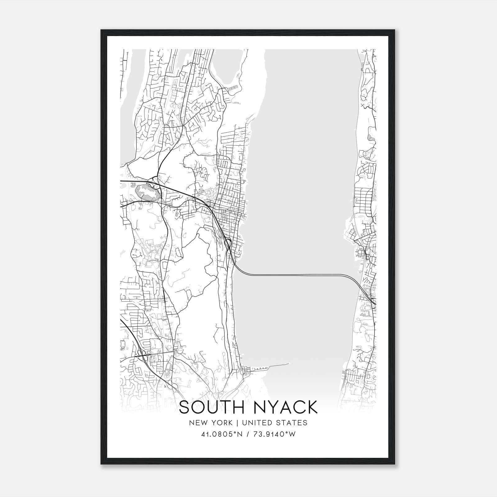 South Nyack New York Map Poster, Modern Home Decor Wall Art Print South Nyack New York Map Poster, Modern Home Decor Wall Art Print