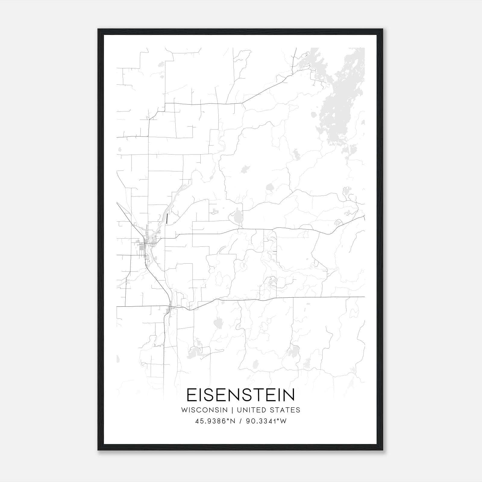 Eisenstein Wisconsin Map Poster, Modern Home Decor Wall Art Print Eisenstein Wisconsin Map Poster, Modern Home Decor Wall Art Print
