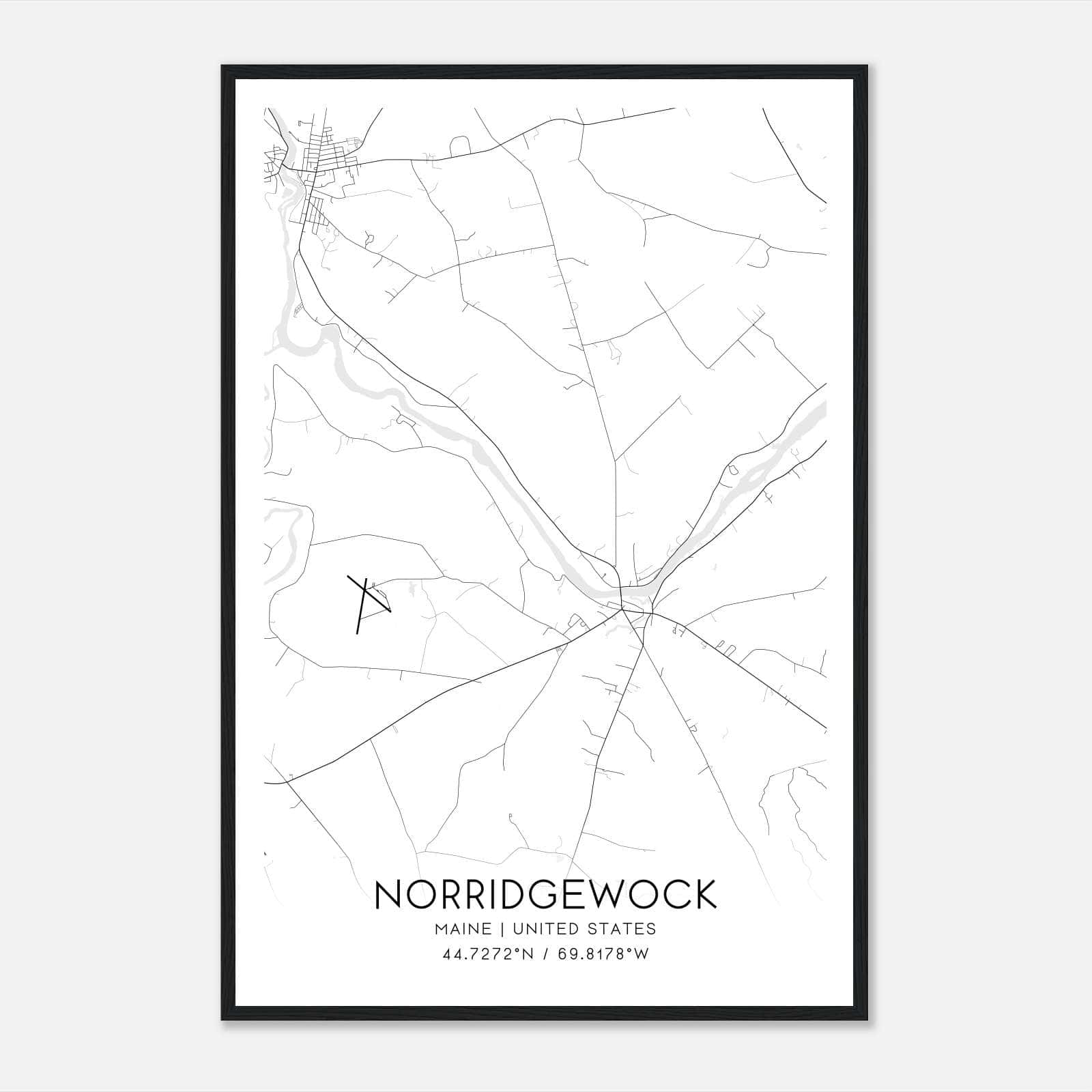 Norridgewock Maine Map Poster, Modern Home Decor Wall Art Print Norridgewock Maine Map Poster, Modern Home Decor Wall Art Print