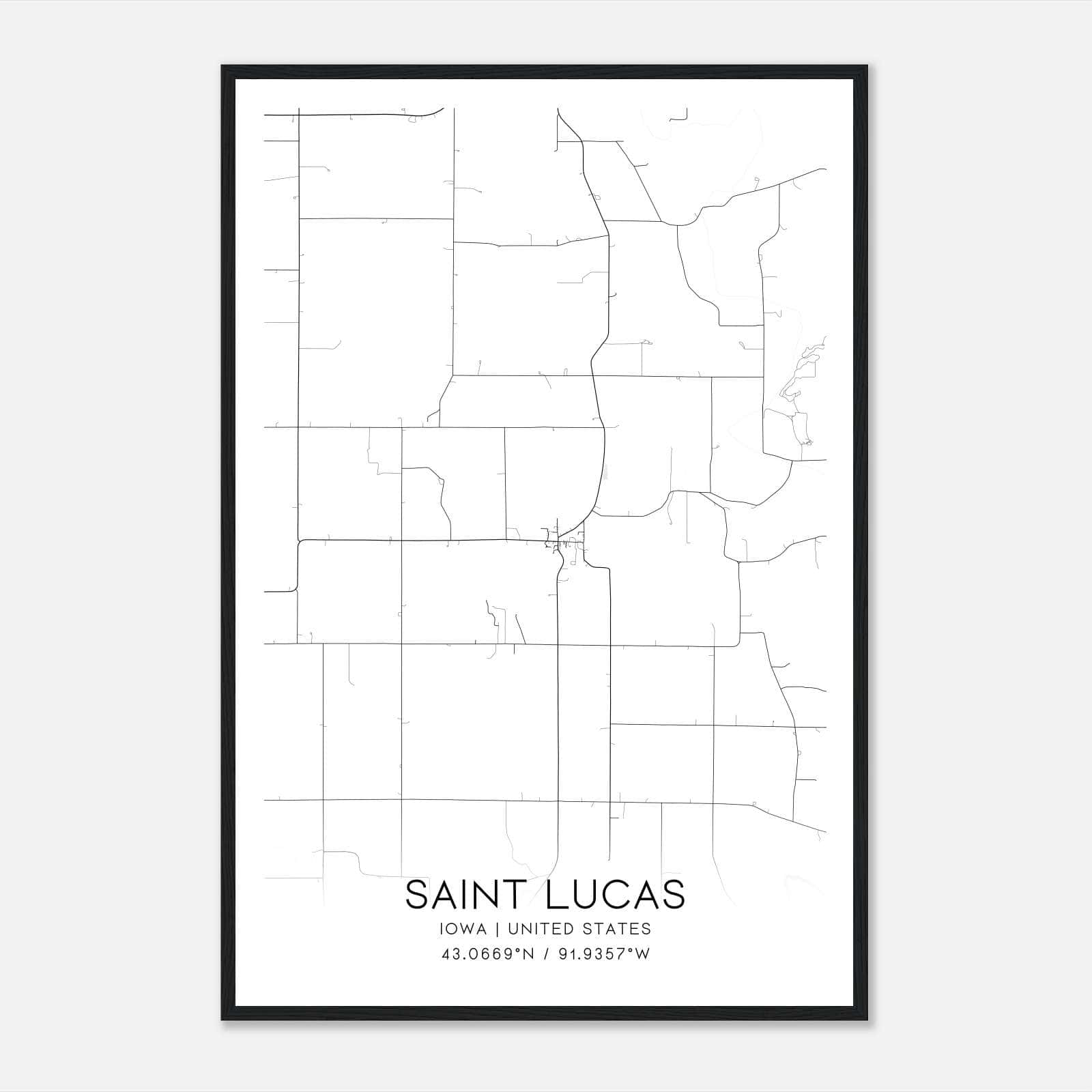 Saint Lucas Iowa Map Poster, Modern Home Decor Wall Art Print Saint Lucas Iowa Map Poster, Modern Home Decor Wall Art Print