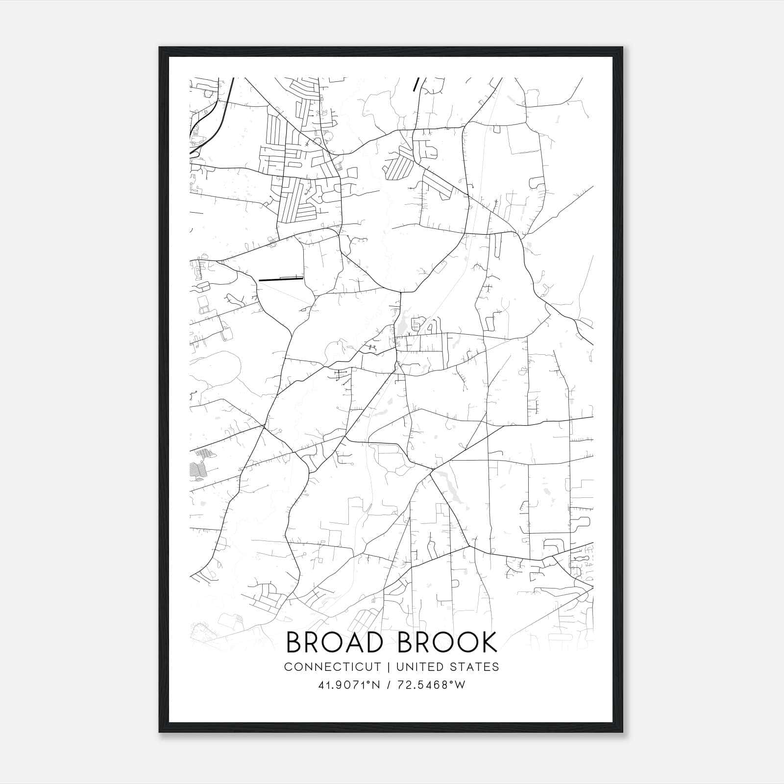 Broad Brook Connecticut Map Poster, Modern Home Decor Wall Art Print Broad Brook Connecticut Map Poster, Modern Home Decor Wall Art Print