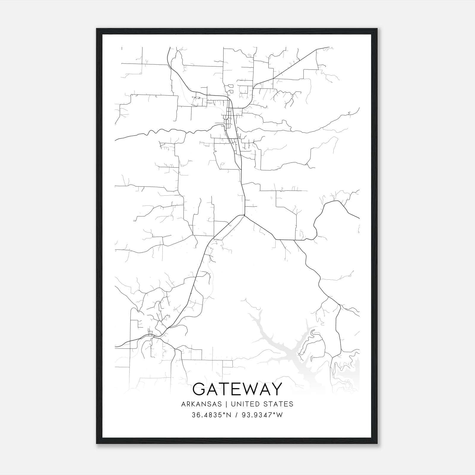 Gateway Arkansas Map Poster, Modern Home Decor Wall Art Print Gateway Arkansas Map Poster, Modern Home Decor Wall Art Print