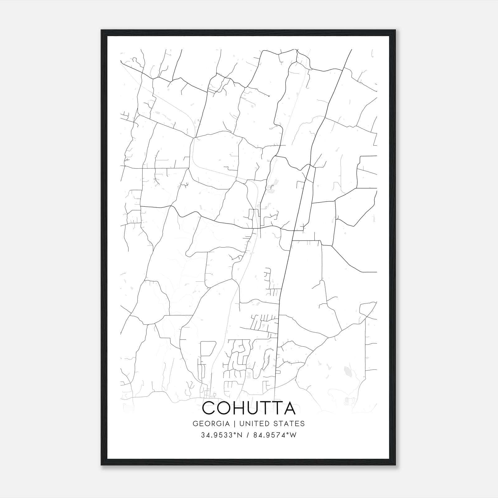 Cohutta Georgia Map Poster, Modern Home Decor Wall Art Print Cohutta Georgia Map Poster, Modern Home Decor Wall Art Print