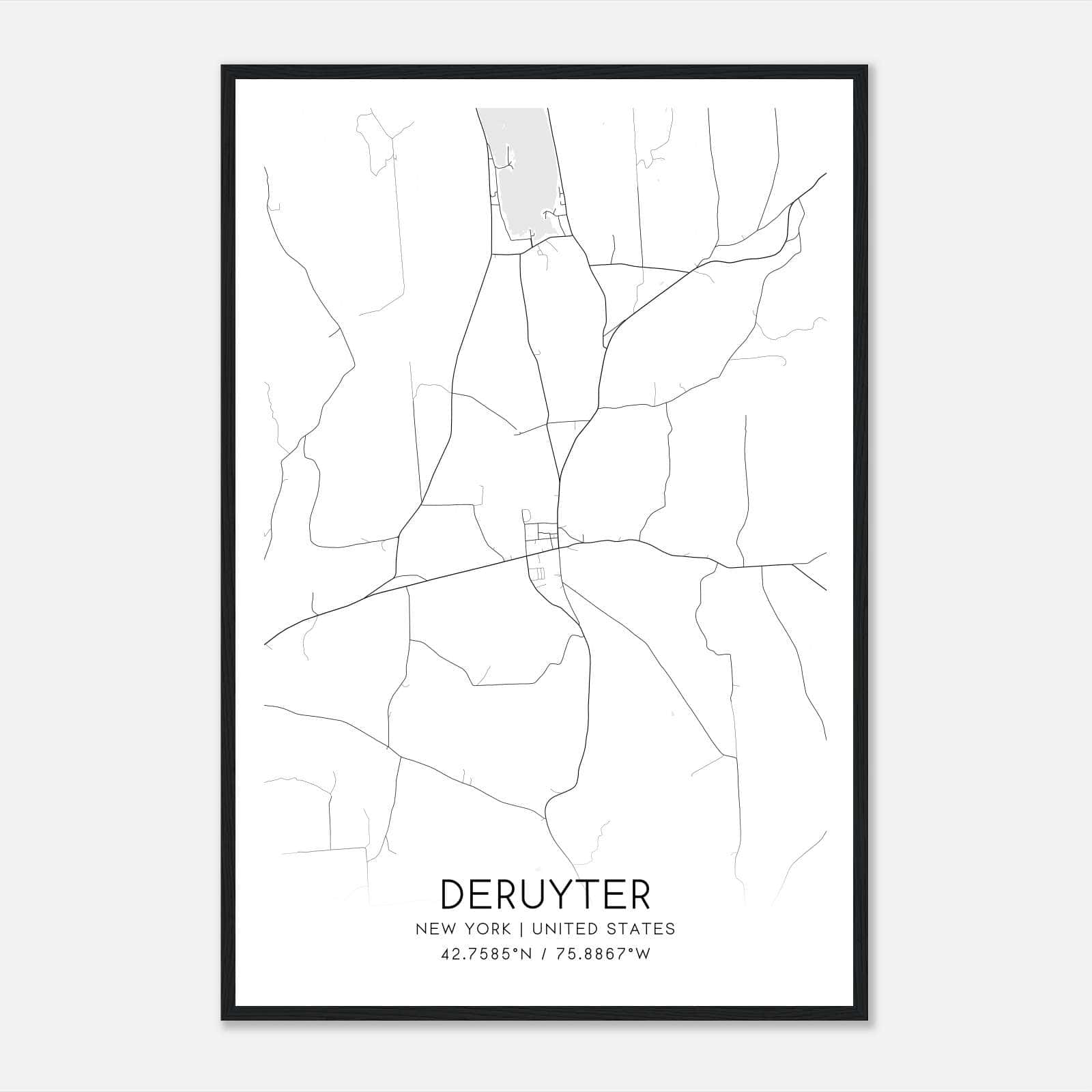 Deruyter New York Map Poster, Modern Home Decor Wall Art Print Deruyter New York Map Poster, Modern Home Decor Wall Art Print
