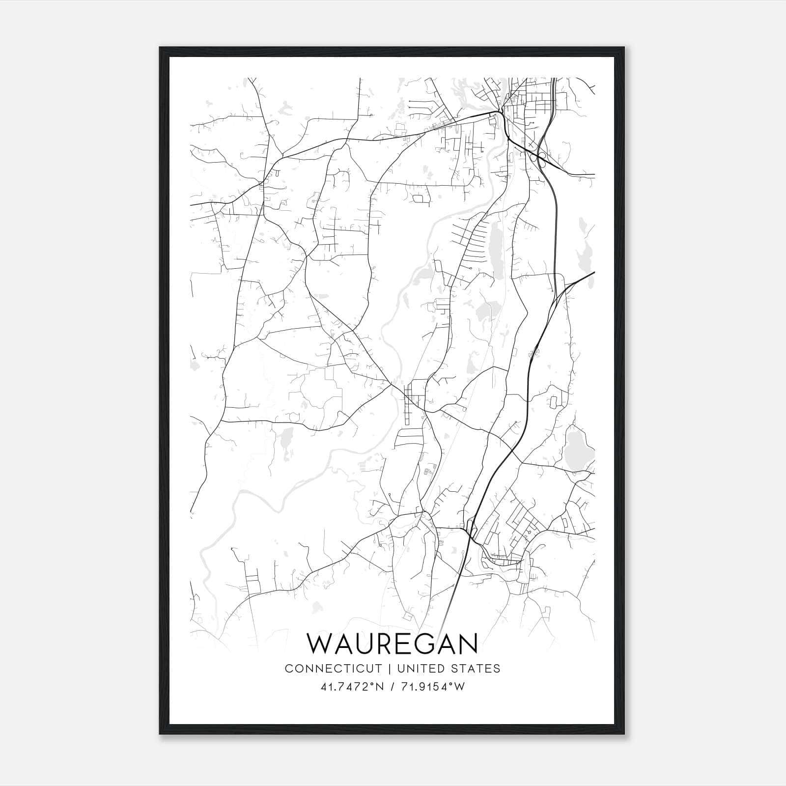 Wauregan Connecticut Map Poster, Modern Home Decor Wall Art Print Wauregan Connecticut Map Poster, Modern Home Decor Wall Art Print