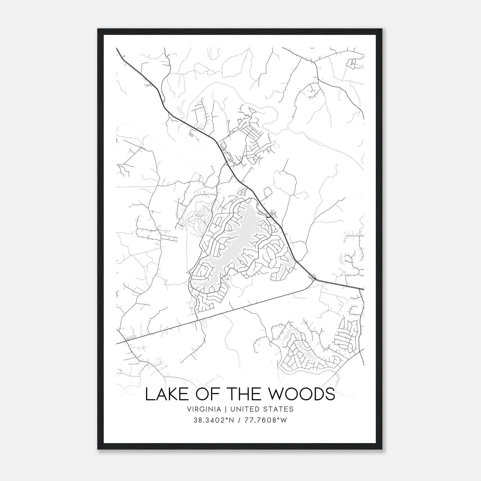 Lake Of The Woods Virginia Map Poster, Modern Home Decor Wall Art Print Lake Of The Woods Virginia Map Poster, Modern Home Decor Wall Art Print