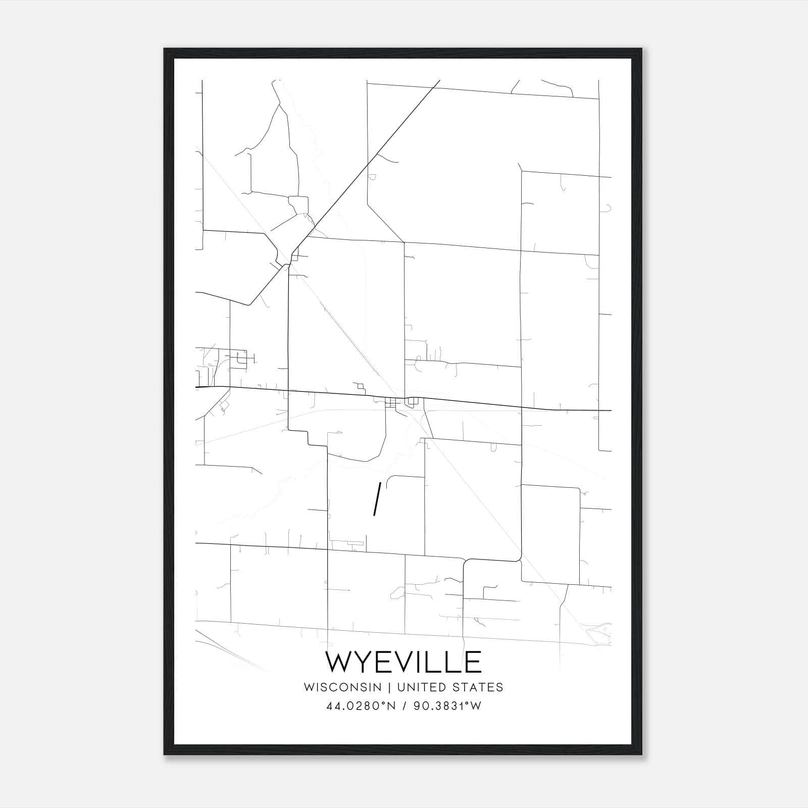 Wyeville Wisconsin Map Poster, Modern Home Decor Wall Art Print Wyeville Wisconsin Map Poster, Modern Home Decor Wall Art Print