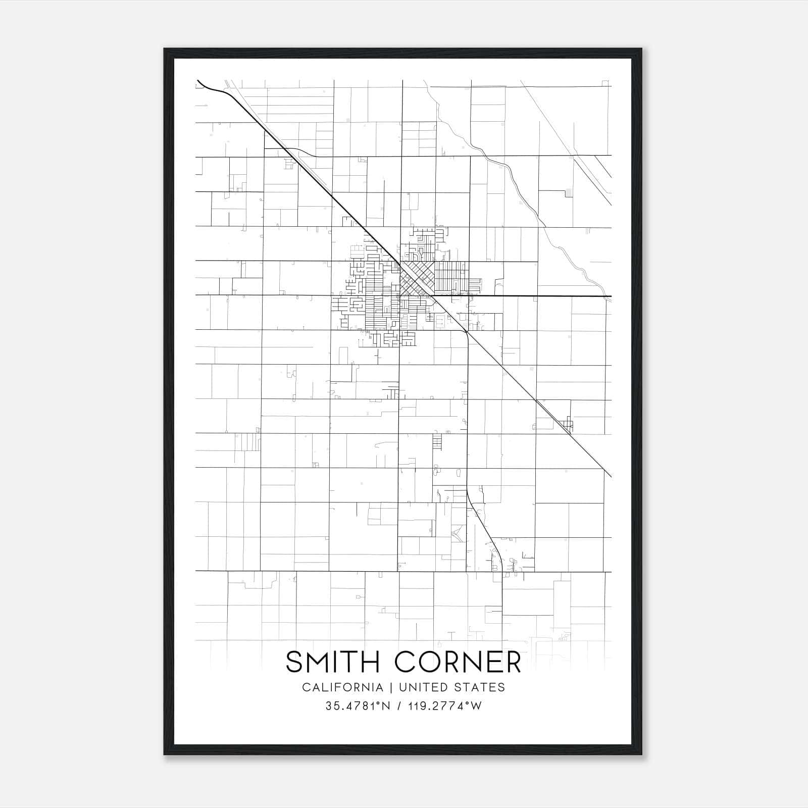 Smith Corner California Map Poster, Modern Home Decor Wall Art Print Smith Corner California Map Poster, Modern Home Decor Wall Art Print