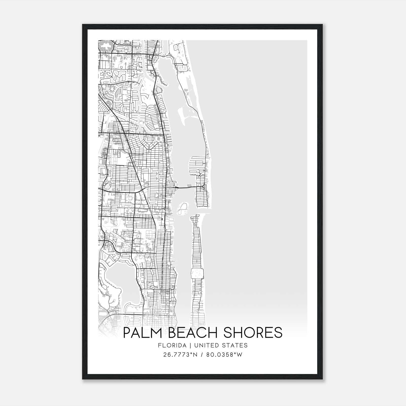 Palm Beach Shores Florida Map Poster, Modern Home Decor Wall Art Print Palm Beach Shores Florida Map Poster, Modern Home Decor Wall Art Print
