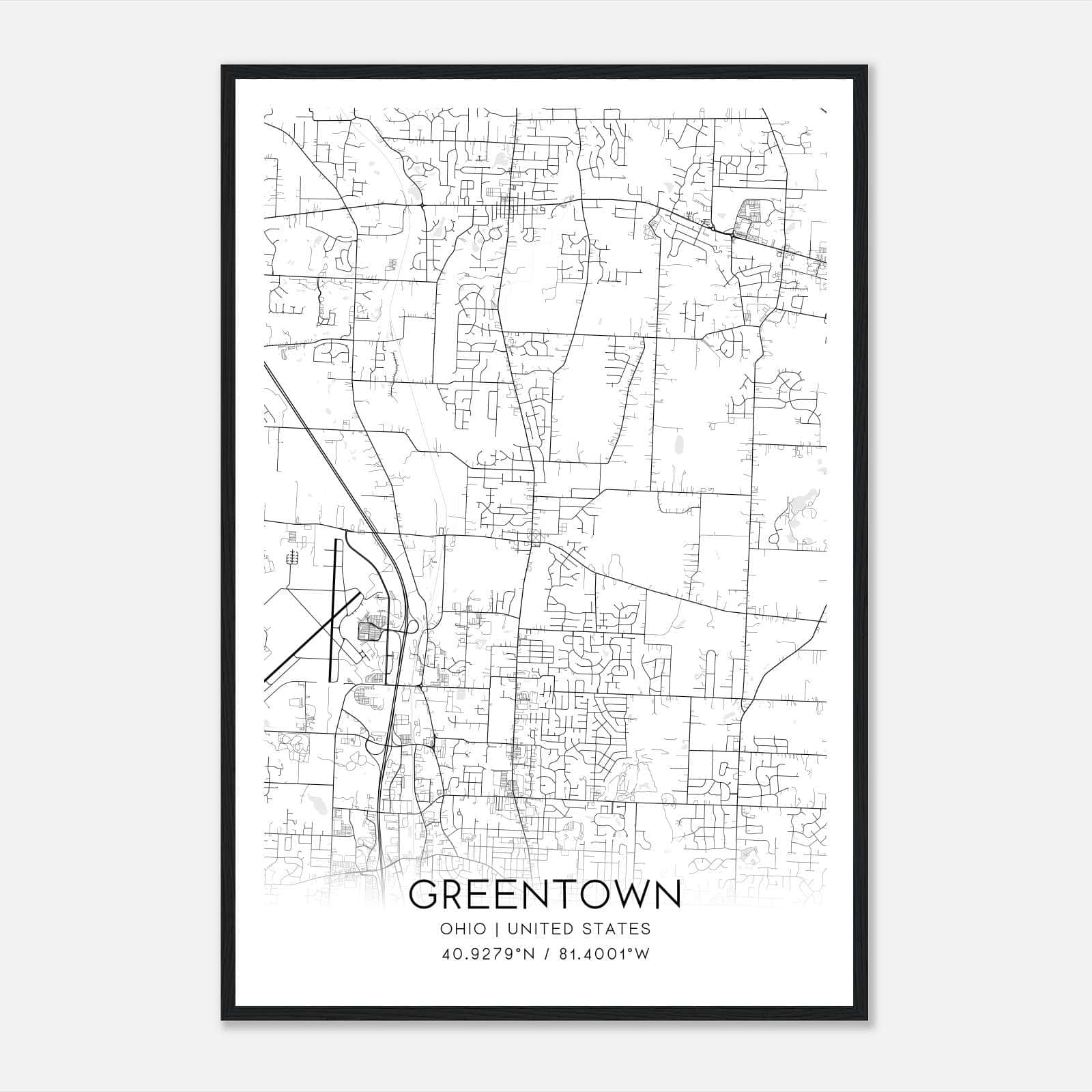 Greentown Ohio Map Poster, Modern Home Decor Wall Art Print Greentown Ohio Map Poster, Modern Home Decor Wall Art Print