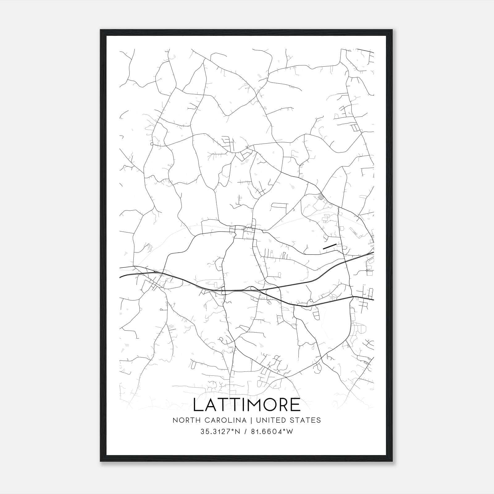 Lattimore North Carolina Map Poster, Modern Home Decor Wall Art Print Lattimore North Carolina Map Poster, Modern Home Decor Wall Art Print