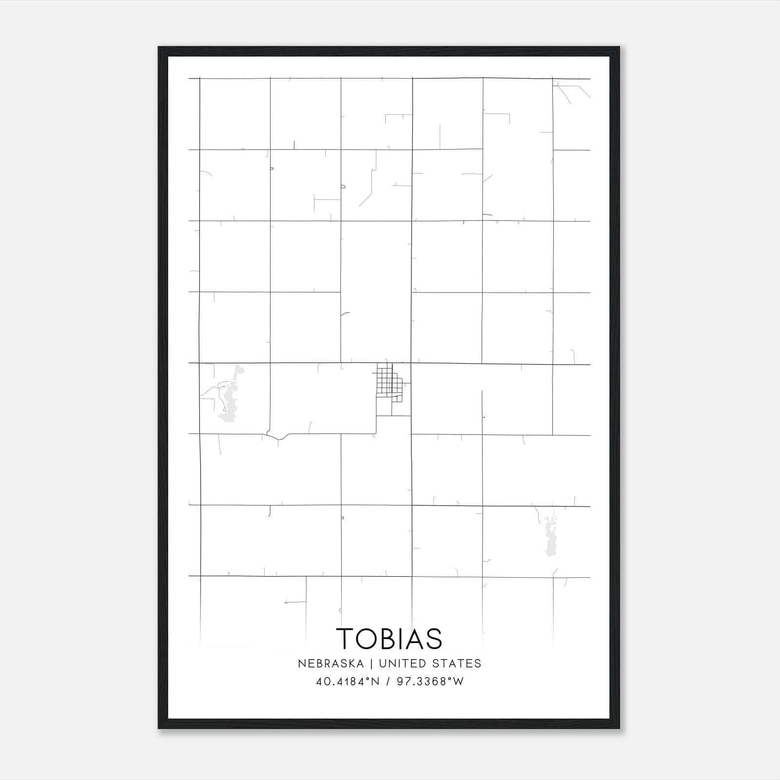 Tobias Nebraska Map Poster, Modern Home Decor Wall Art Print Tobias Nebraska Map Poster, Modern Home Decor Wall Art Print