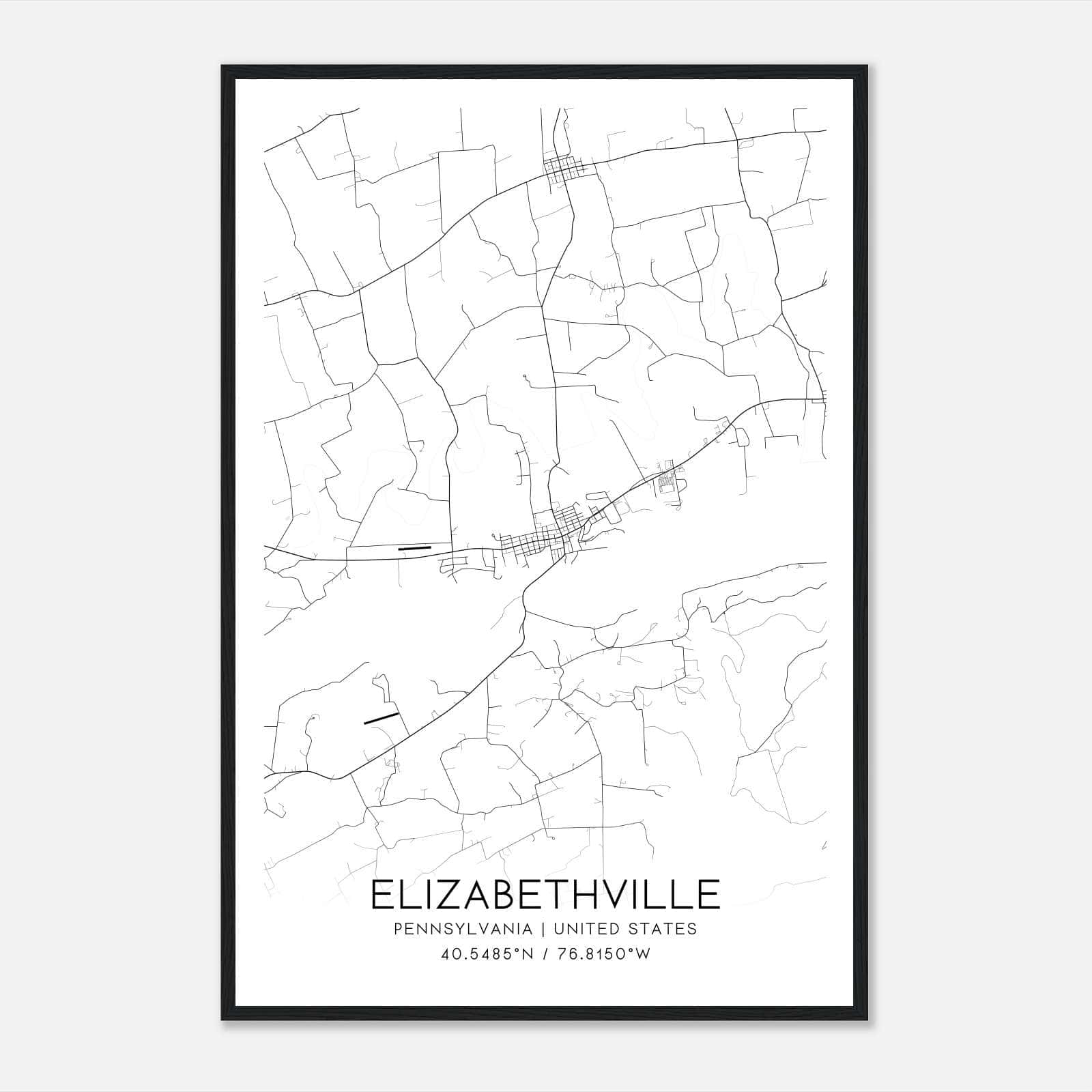 Elizabethville Pennsylvania Map Poster, Modern Home Decor Wall Art Print Elizabethville Pennsylvania Map Poster, Modern Home Decor Wall Art Print