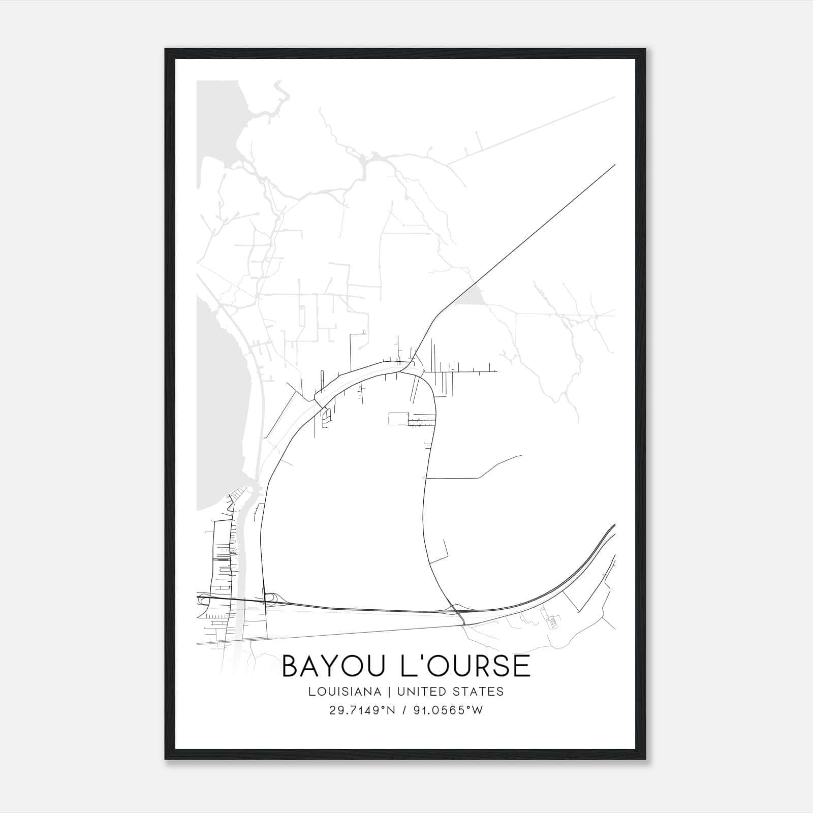 Bayou L’Ourse Louisiana Map Poster, Modern Home Decor Wall Art Print Bayou L’Ourse Louisiana Map Poster, Modern Home Decor Wall Art Print