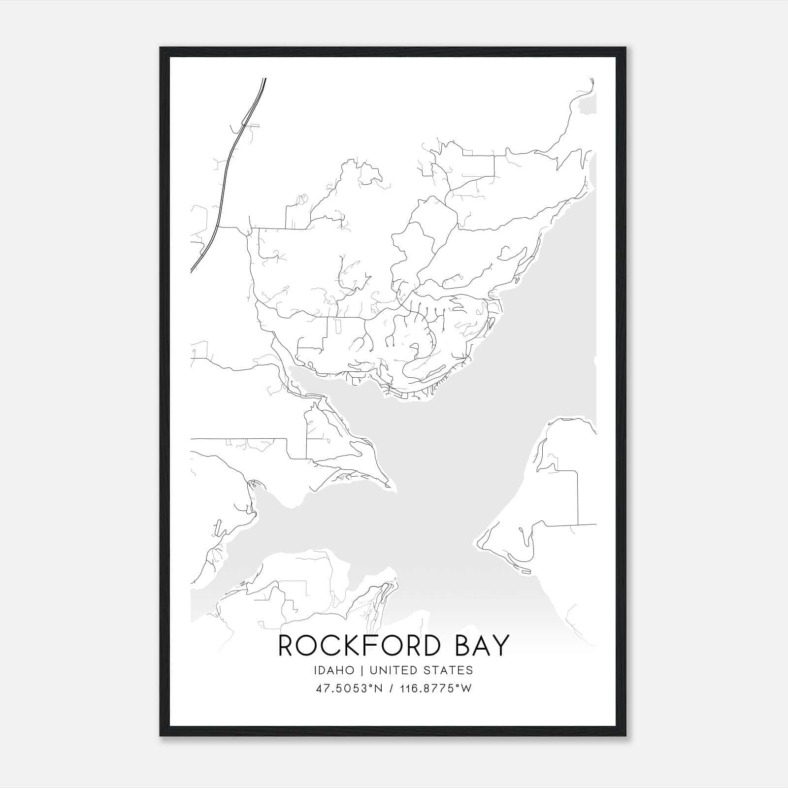 Rockford Bay Idaho Map Poster, Modern Home Decor Wall Art Print Rockford Bay Idaho Map Poster, Modern Home Decor Wall Art Print
