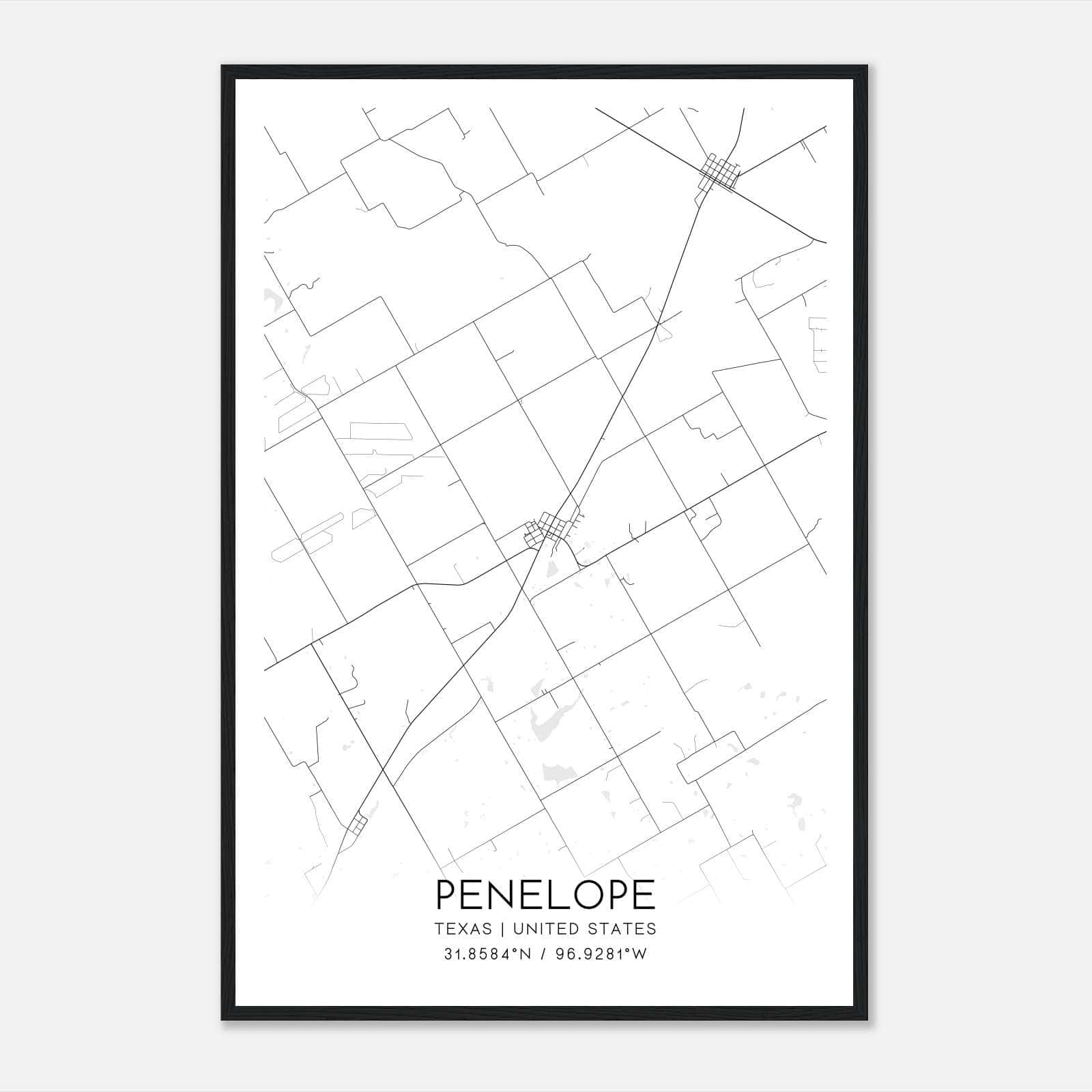 Penelope Texas Map Poster, Modern Home Decor Wall Art Print Penelope Texas Map Poster, Modern Home Decor Wall Art Print