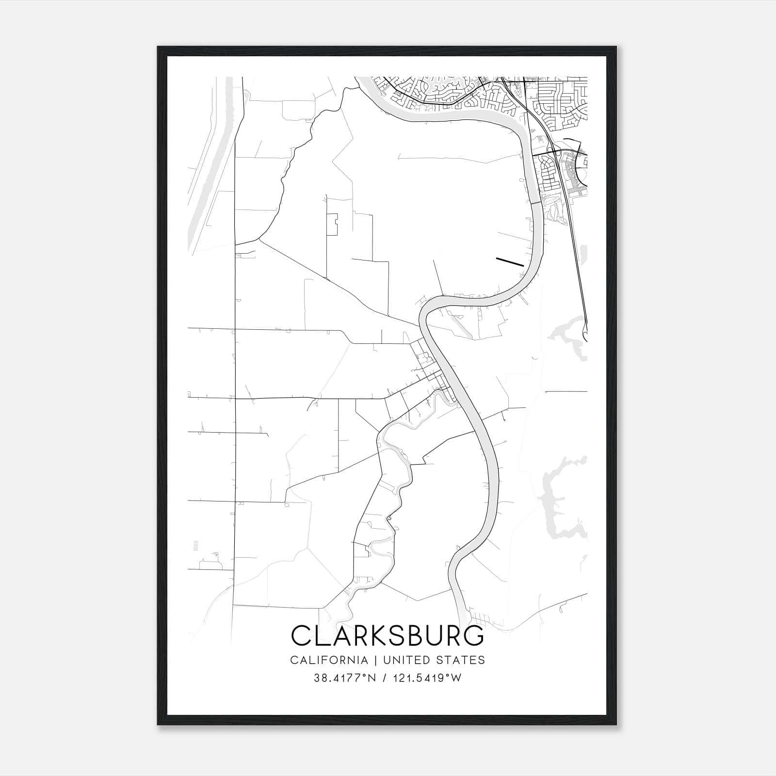 Clarksburg California Map Poster, Modern Home Decor Wall Art Print Clarksburg California Map Poster, Modern Home Decor Wall Art Print