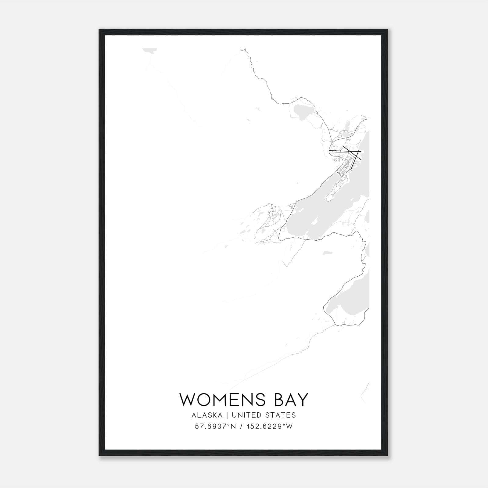 Womens Bay Alaska Map Poster, Modern Home Decor Wall Art Print Womens Bay Alaska Map Poster, Modern Home Decor Wall Art Print