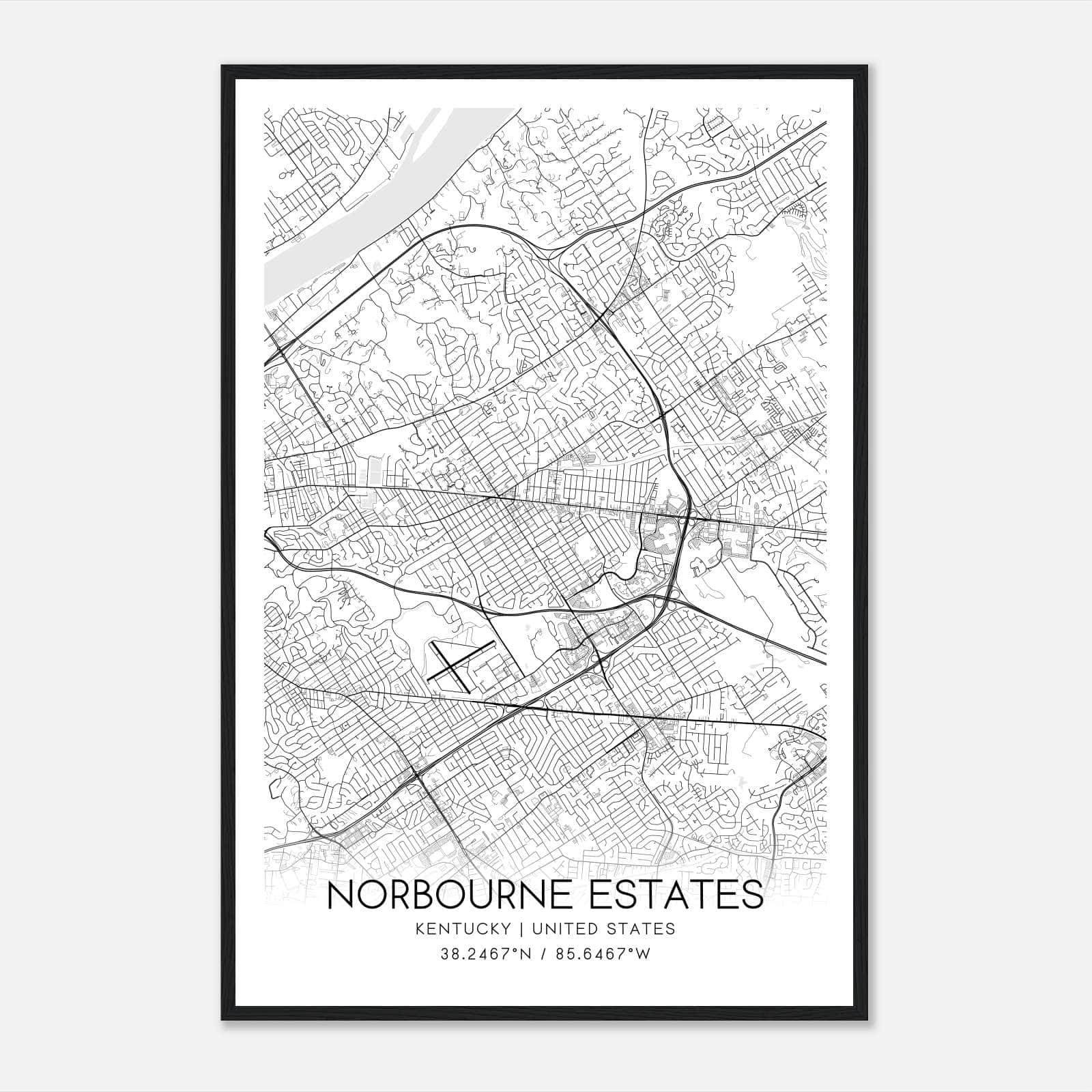 Norbourne Estates Kentucky Map Poster, Modern Home Decor Wall Art Print Norbourne Estates Kentucky Map Poster, Modern Home Decor Wall Art Print