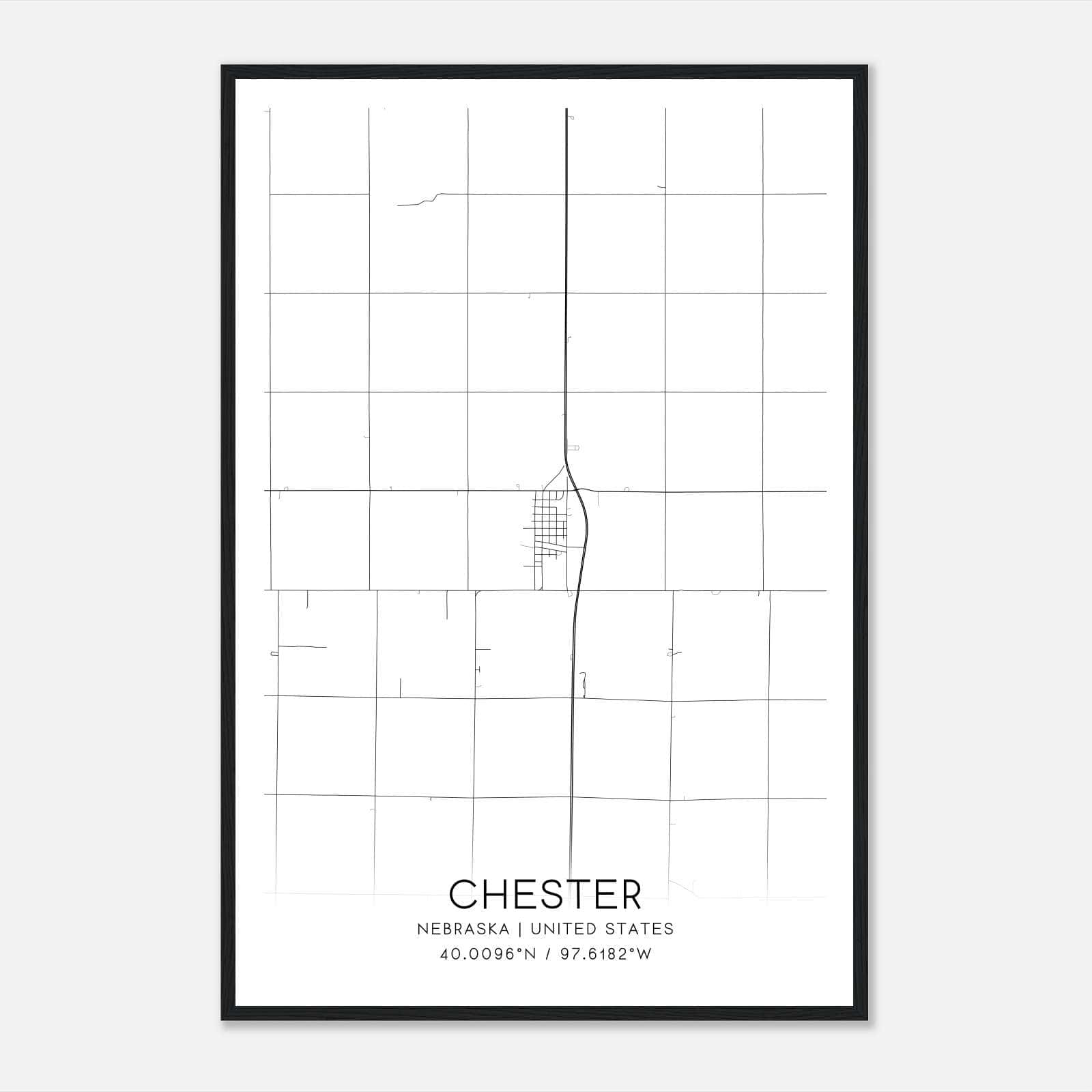 Chester Nebraska Map Poster, Modern Home Decor Wall Art Print Chester Nebraska Map Poster, Modern Home Decor Wall Art Print
