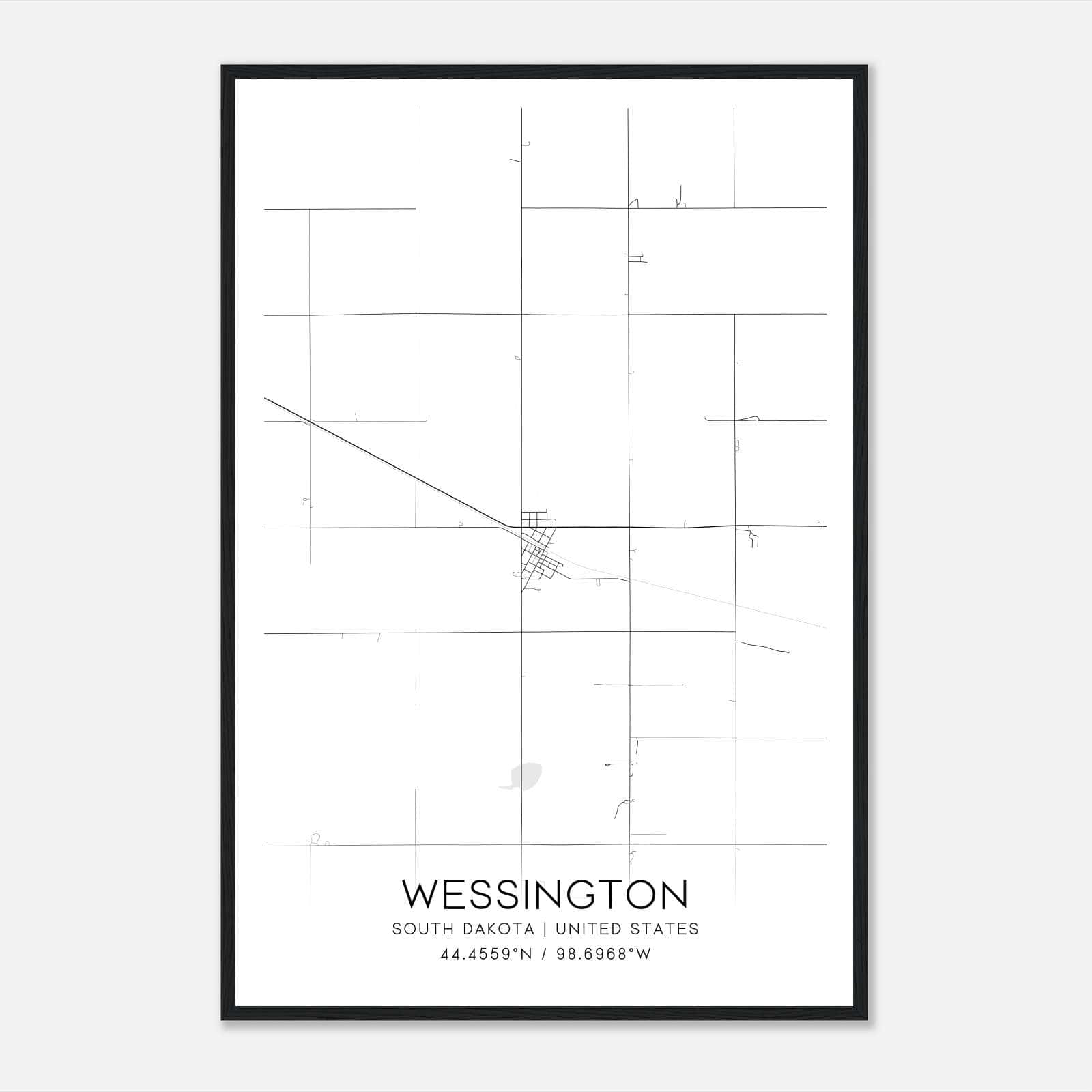 Wessington South Dakota Map Poster, Modern Home Decor Wall Art Print Wessington South Dakota Map Poster, Modern Home Decor Wall Art Print