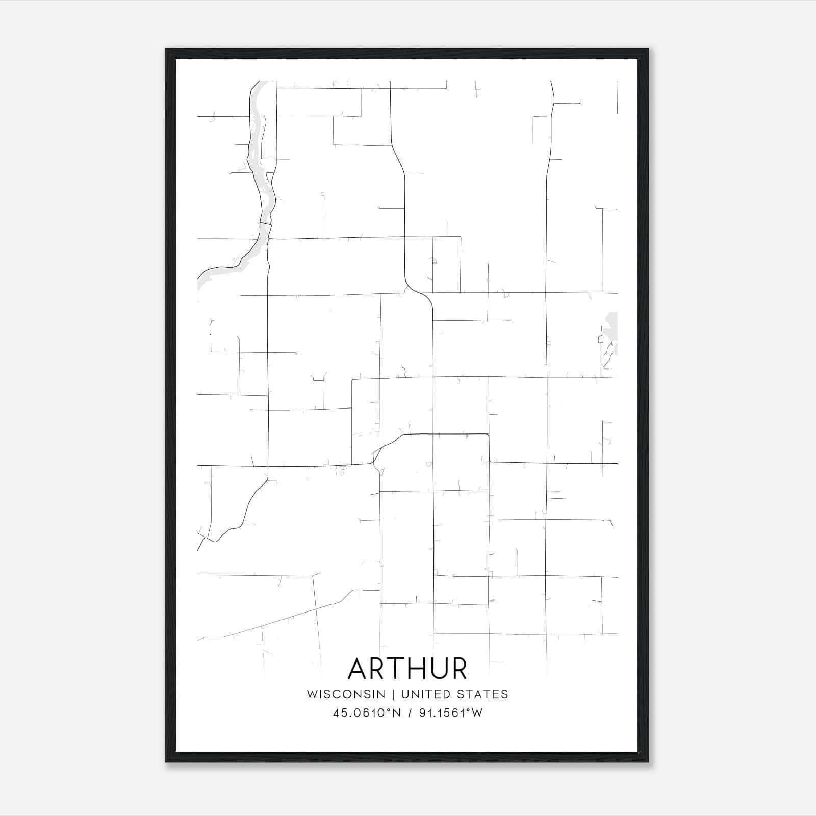 Arthur Wisconsin Map Poster, Modern Home Decor Wall Art Print Arthur Wisconsin Map Poster, Modern Home Decor Wall Art Print