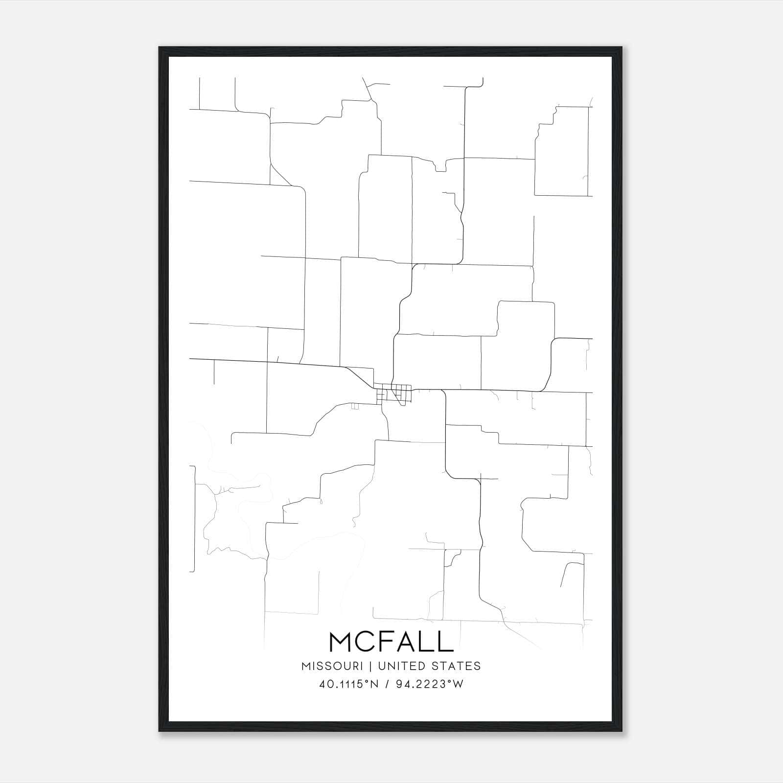 Mcfall Missouri Map Poster, Modern Home Decor Wall Art Print Mcfall Missouri Map Poster, Modern Home Decor Wall Art Print