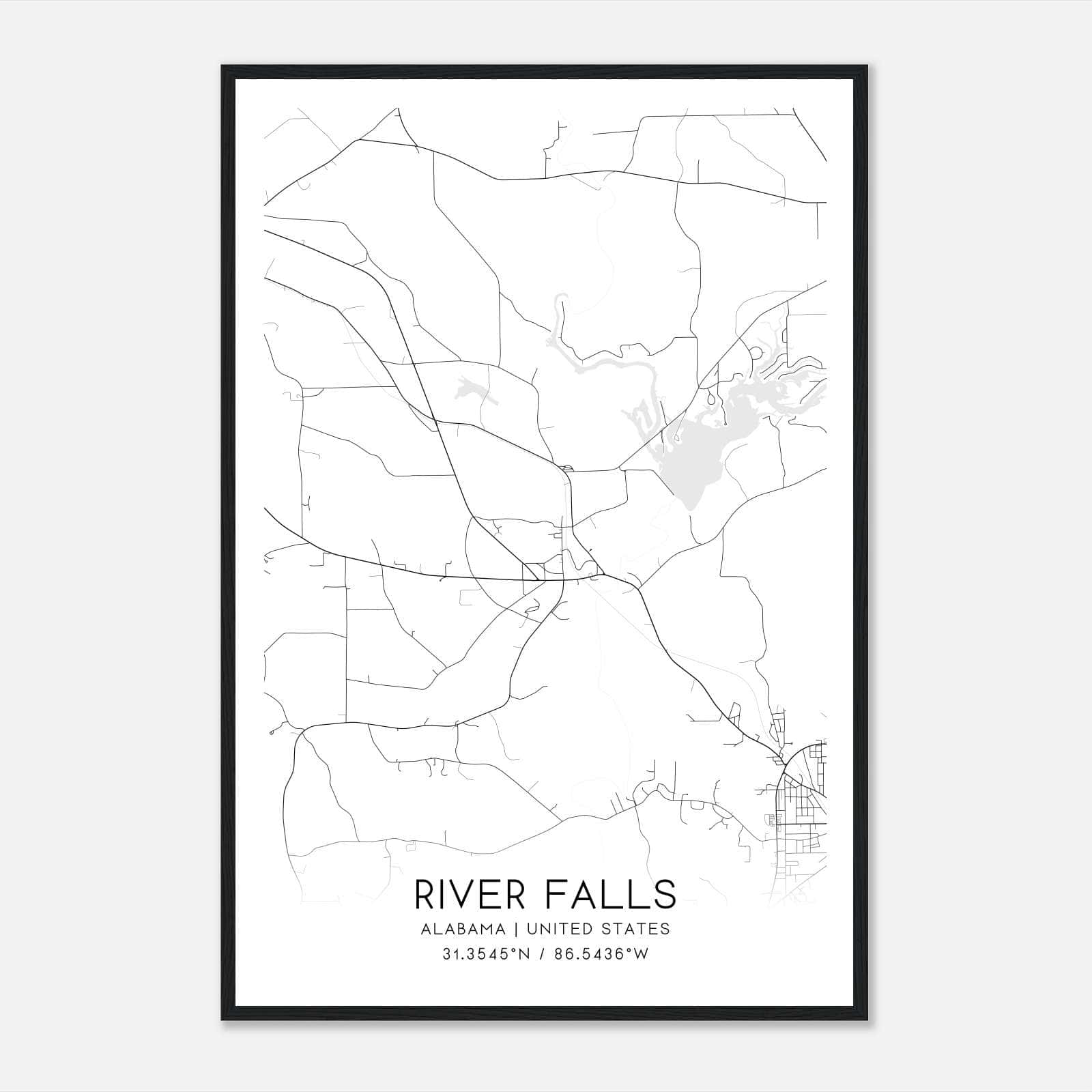 River Falls Alabama Map Poster, Modern Home Decor Wall Art Print River Falls Alabama Map Poster, Modern Home Decor Wall Art Print