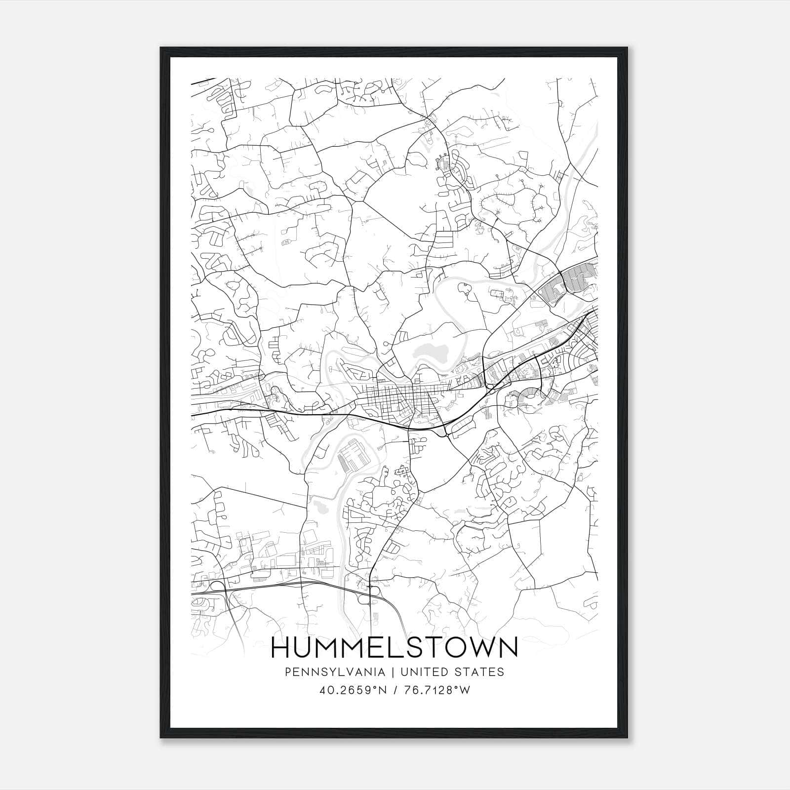 Hummelstown Pennsylvania Map Poster, Modern Home Decor Wall Art Print Hummelstown Pennsylvania Map Poster, Modern Home Decor Wall Art Print