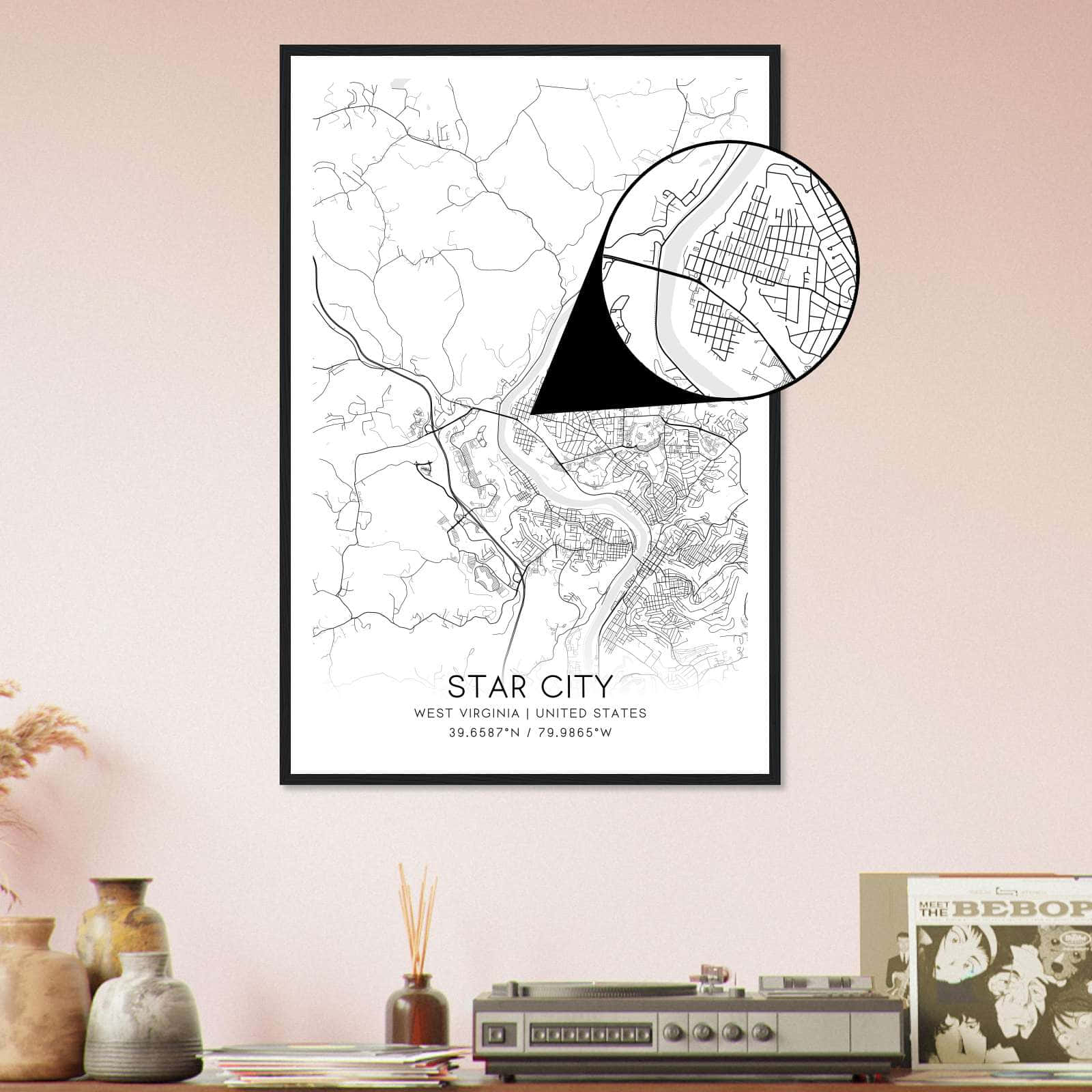 Deerfield Kansas Map Poster, Modern Home Decor Wall Art Print (Copy)