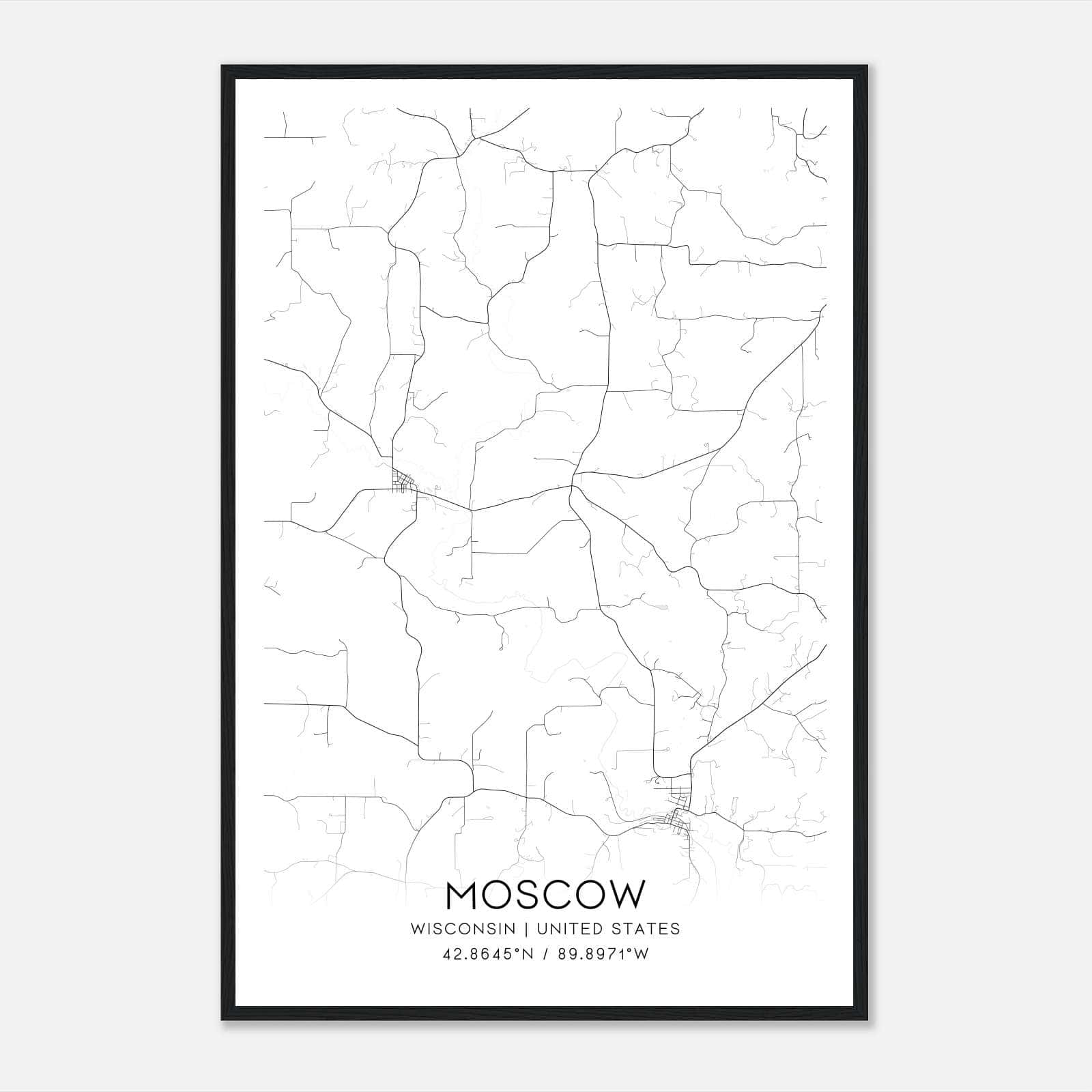 Moscow Wisconsin Map Poster, Modern Home Decor Wall Art Print Moscow Wisconsin Map Poster, Modern Home Decor Wall Art Print