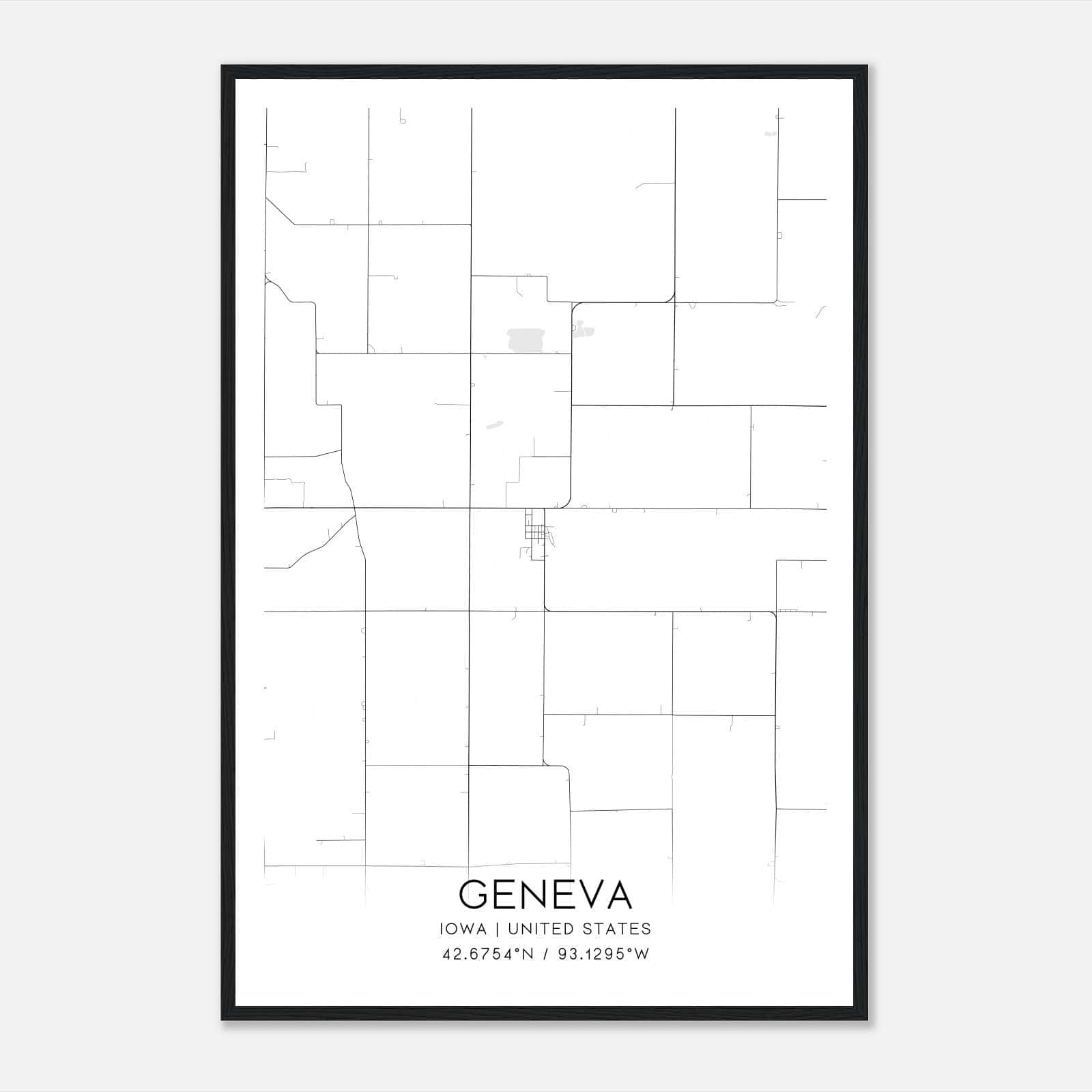 Geneva Iowa Map Poster, Modern Home Decor Wall Art Print Geneva Iowa Map Poster, Modern Home Decor Wall Art Print