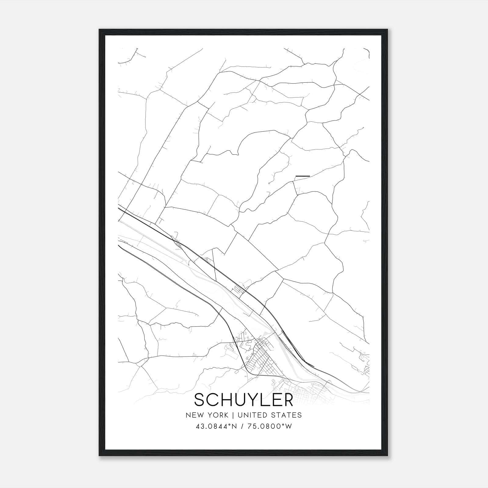 Schuyler New York Map Poster, Modern Home Decor Wall Art Print Schuyler New York Map Poster, Modern Home Decor Wall Art Print