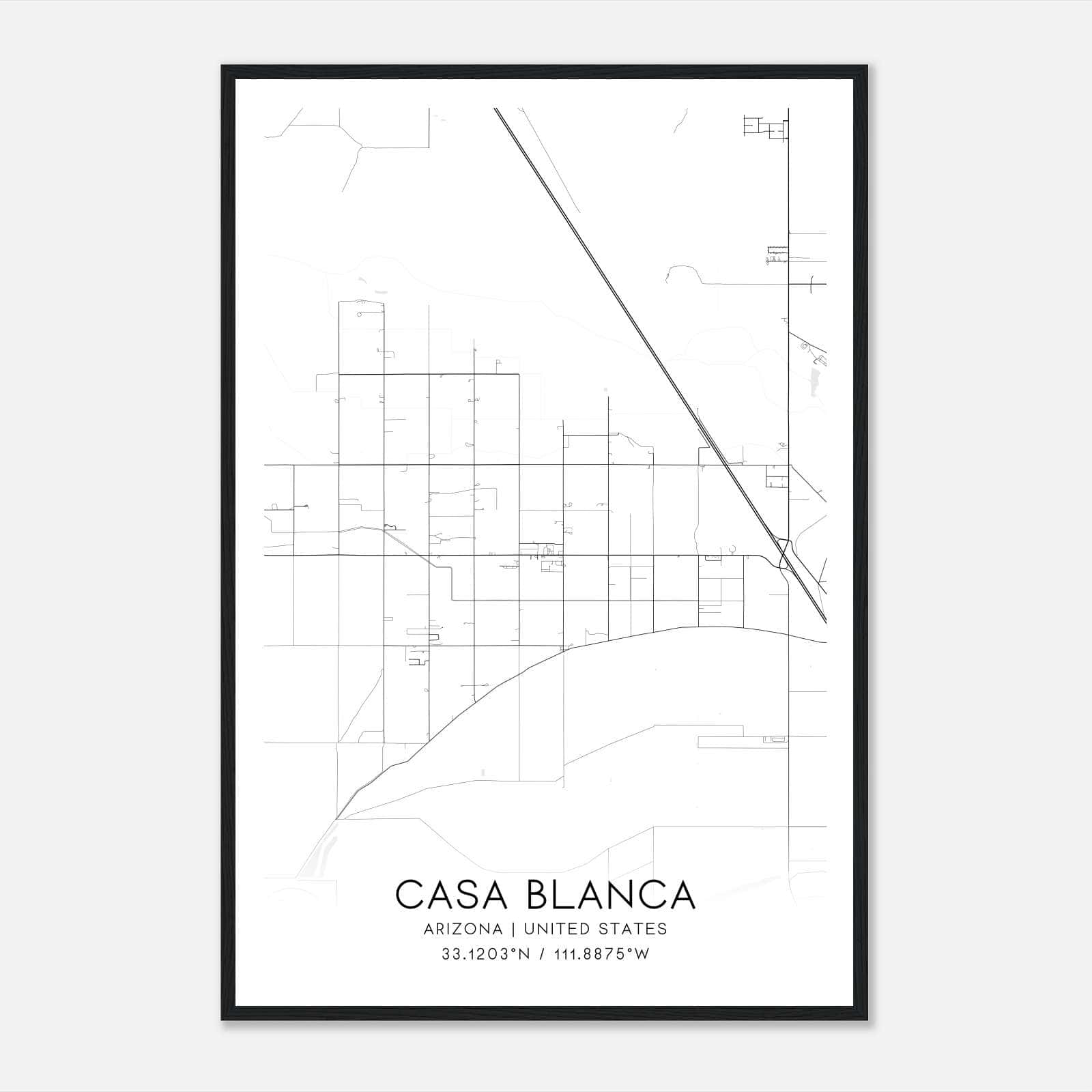 Casa Blanca Arizona Map Poster, Modern Home Decor Wall Art Print Casa Blanca Arizona Map Poster, Modern Home Decor Wall Art Print