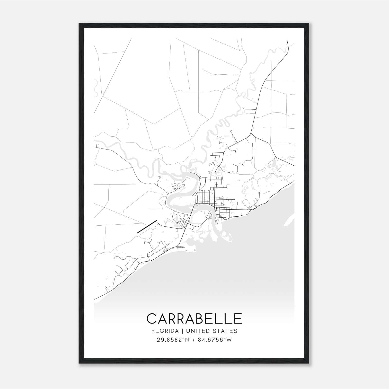 Carrabelle Florida Map Poster, Modern Home Decor Wall Art Print Carrabelle Florida Map Poster, Modern Home Decor Wall Art Print