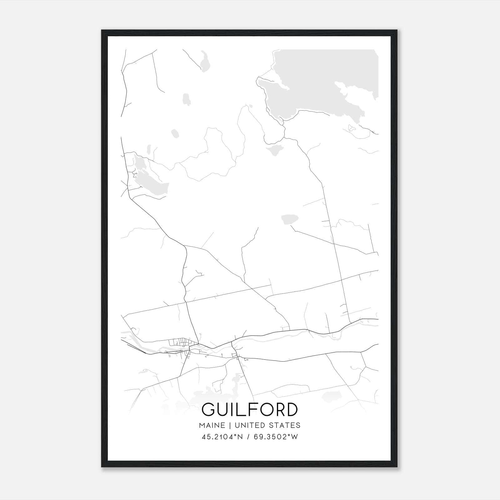 Guilford Maine Map Poster, Modern Home Decor Wall Art Print Guilford Maine Map Poster, Modern Home Decor Wall Art Print