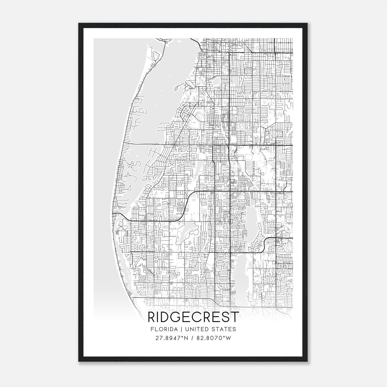 Ridgecrest Florida Map Poster, Modern Home Decor Wall Art Print Ridgecrest Florida Map Poster, Modern Home Decor Wall Art Print