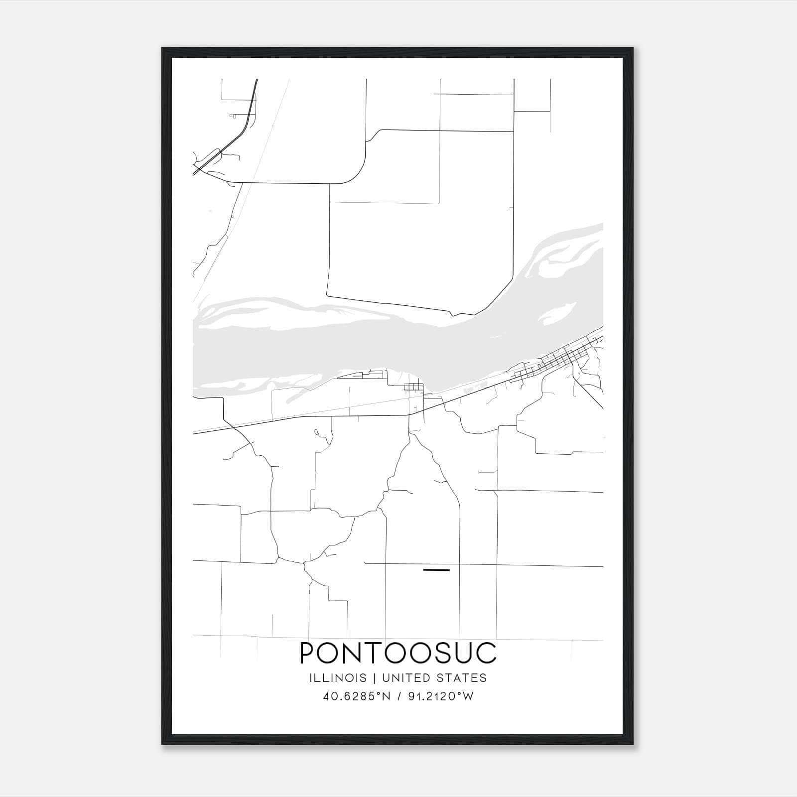 Pontoosuc Illinois Map Poster, Modern Home Decor Wall Art Print Pontoosuc Illinois Map Poster, Modern Home Decor Wall Art Print