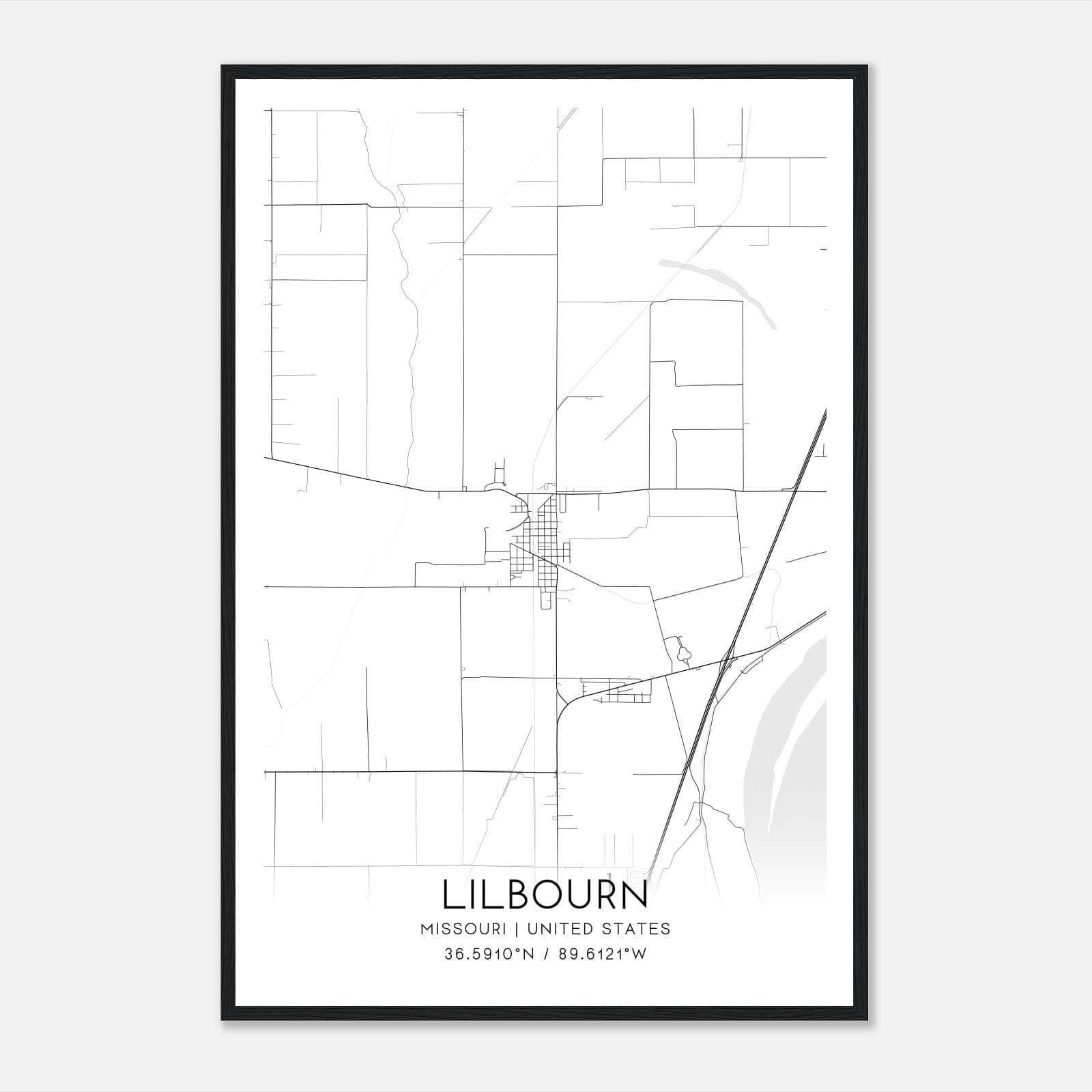 Lilbourn Missouri Map Poster, Modern Home Decor Wall Art Print Lilbourn Missouri Map Poster, Modern Home Decor Wall Art Print