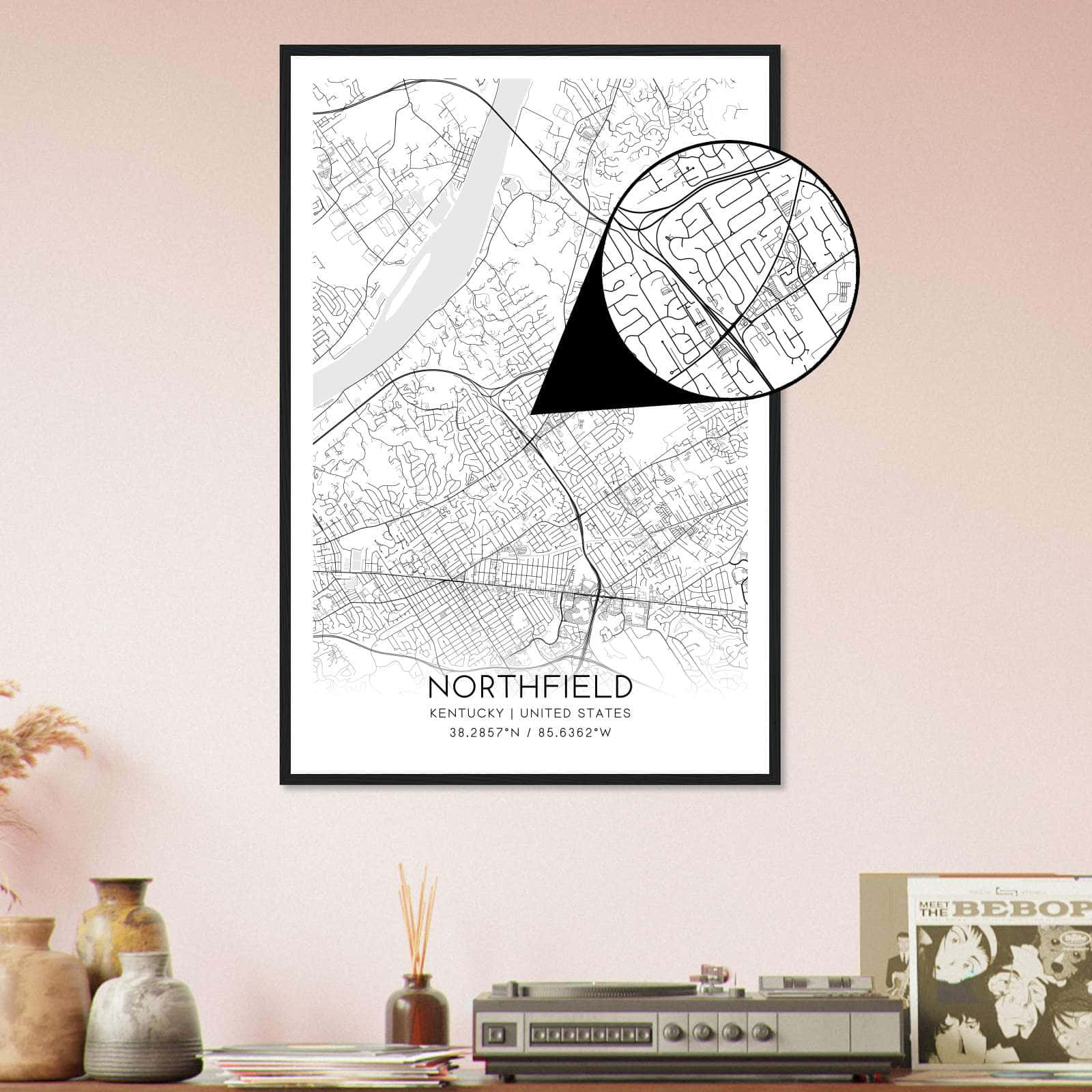 Deerfield Kansas Map Poster, Modern Home Decor Wall Art Print (Copy)