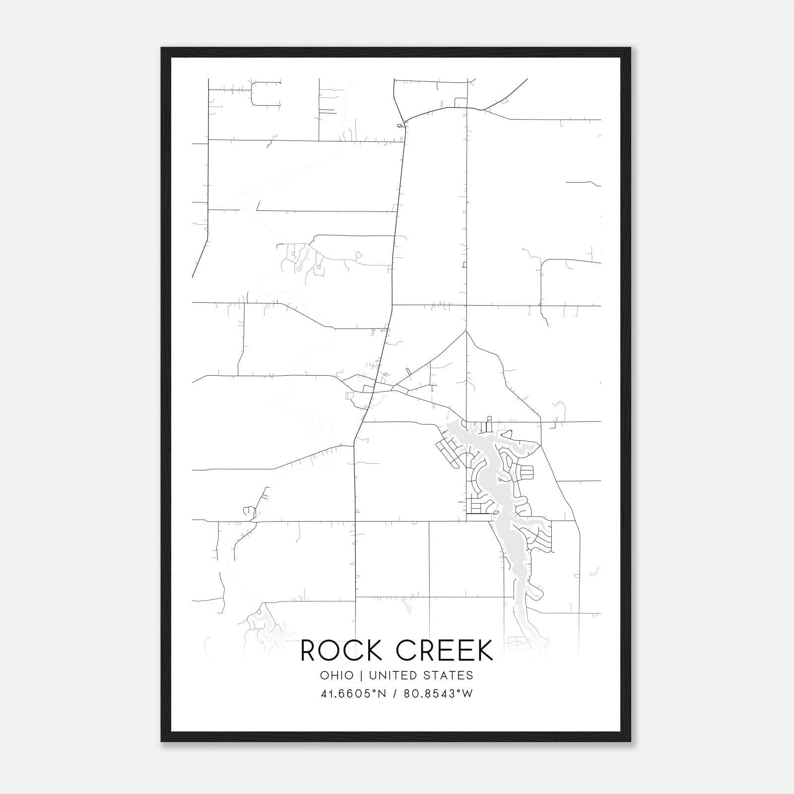 Rock Creek Ohio Map Poster, Modern Home Decor Wall Art Print Rock Creek Ohio Map Poster, Modern Home Decor Wall Art Print